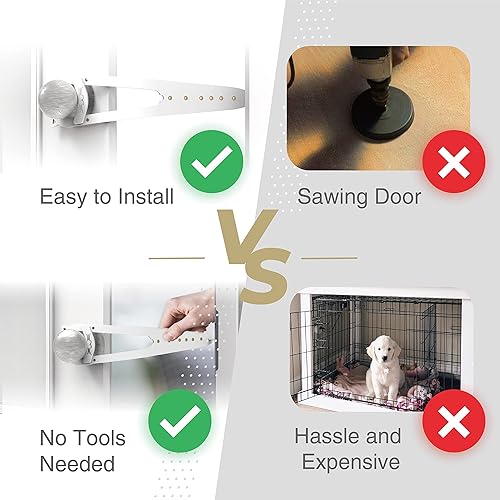 Miniatura 4 de Pestillo ajustable para puerta de gato, manera extra fácil para caja de arena a prueba de perros para gatos, mantener la puerta abierta, siete