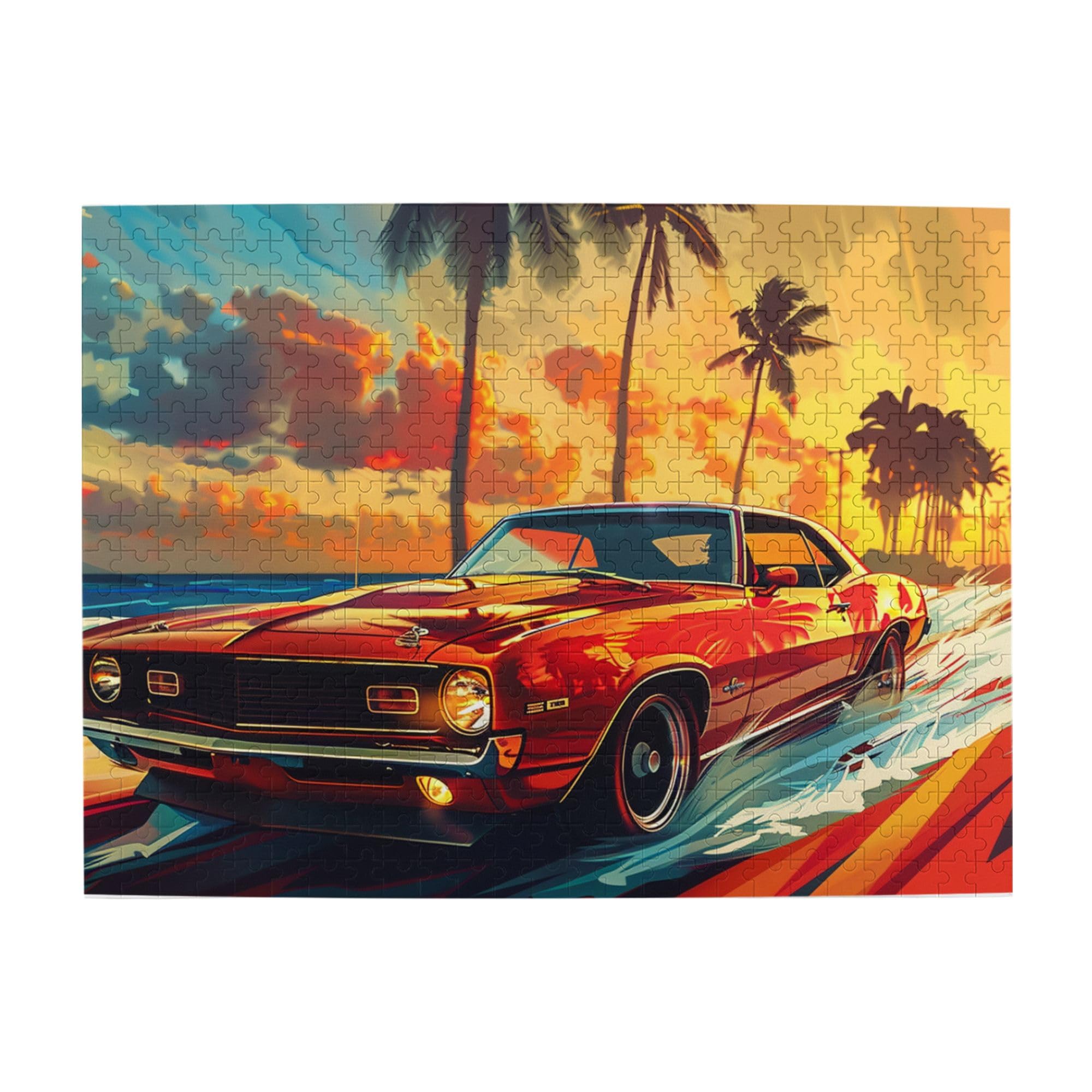 MA6GE8DE Vintage Muscle Car Puzzle for Adults 500 Pieces - Unique Artwork, Classic Wooden Puzzle, Enthusiast Gifts, Creative Activity Hobbies