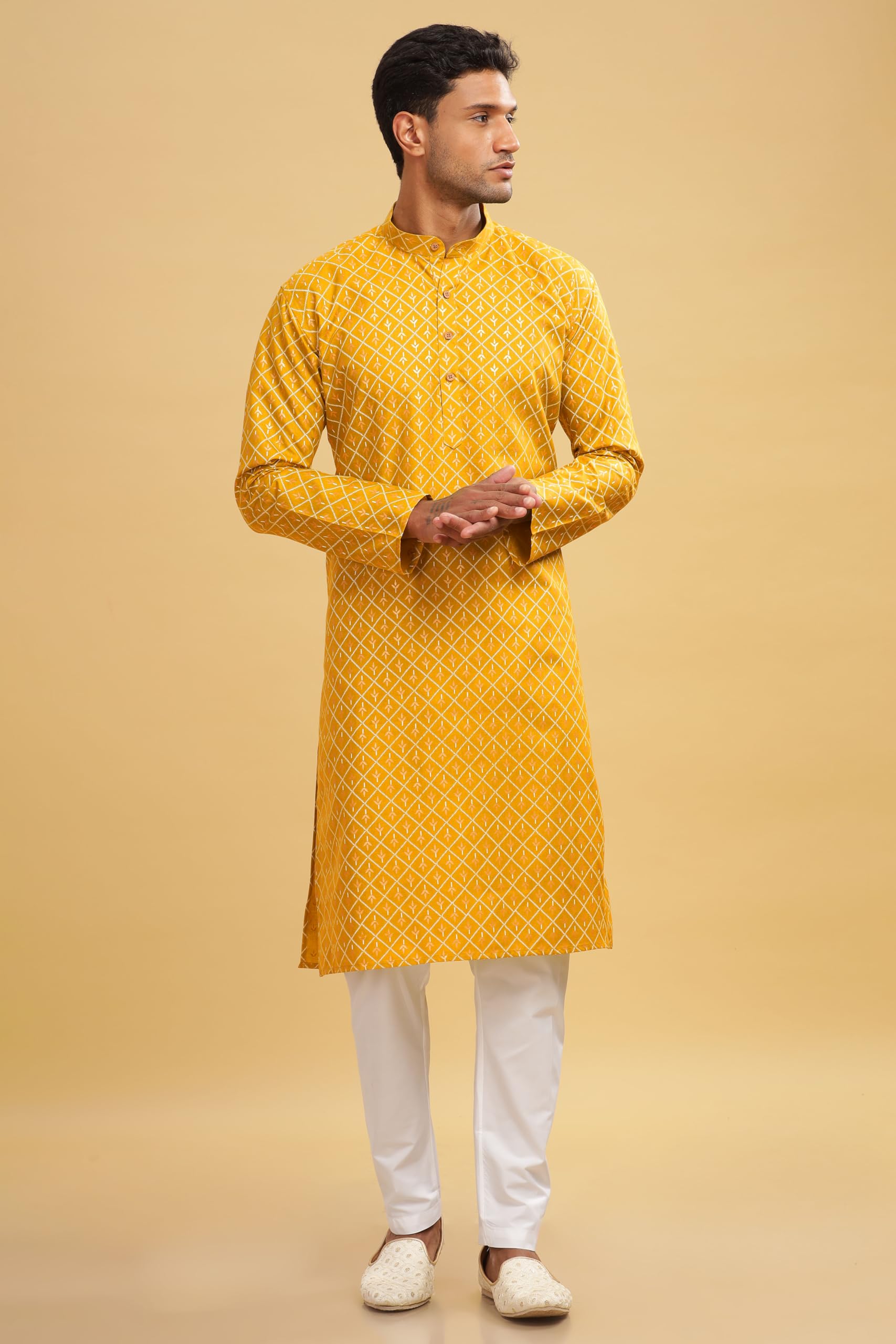 BE ACTIVE Cotton | Traditional and Elegant Look | Indian Kurta for Men | Full Sleeve Kurta C-RF0062 KR 1 L - Image 4 thumbnail