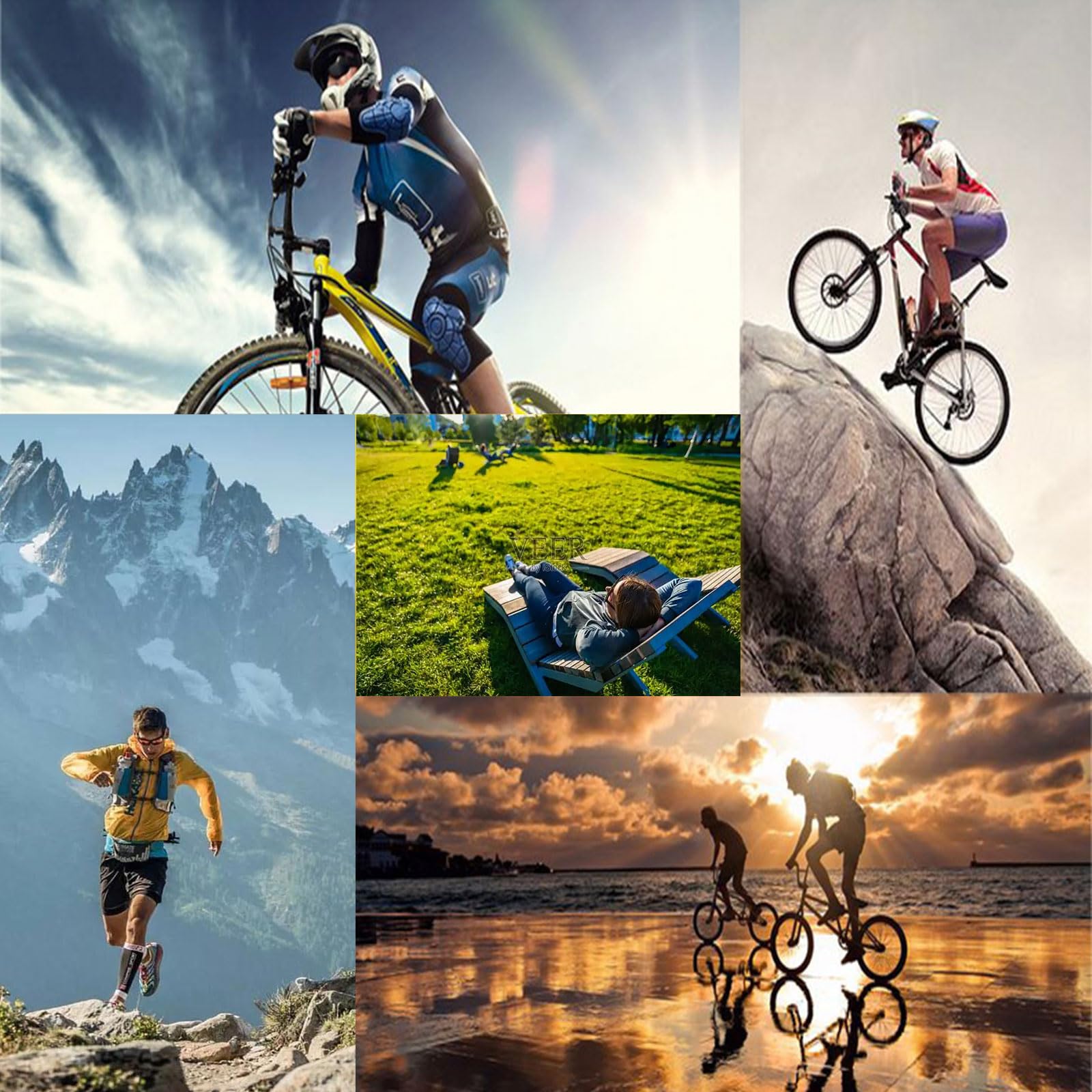 Occhiali da sole sportivi per uomo e donna, protezione UV400, per corsa, ciclismo, baseball, pesca, uso all'aperto (nero, oro)