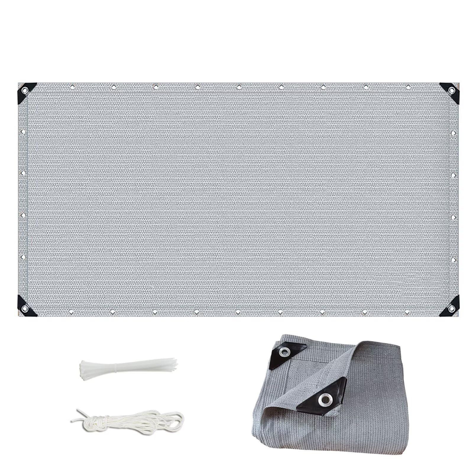 Balkonfächer Ohne Bohren 75x650cm, Balcony Privacy Screen Winddurchlässig Balkon Schutz Inkl. Befestigungsschnur für Balkongeländer Terasse Gärten - Grau