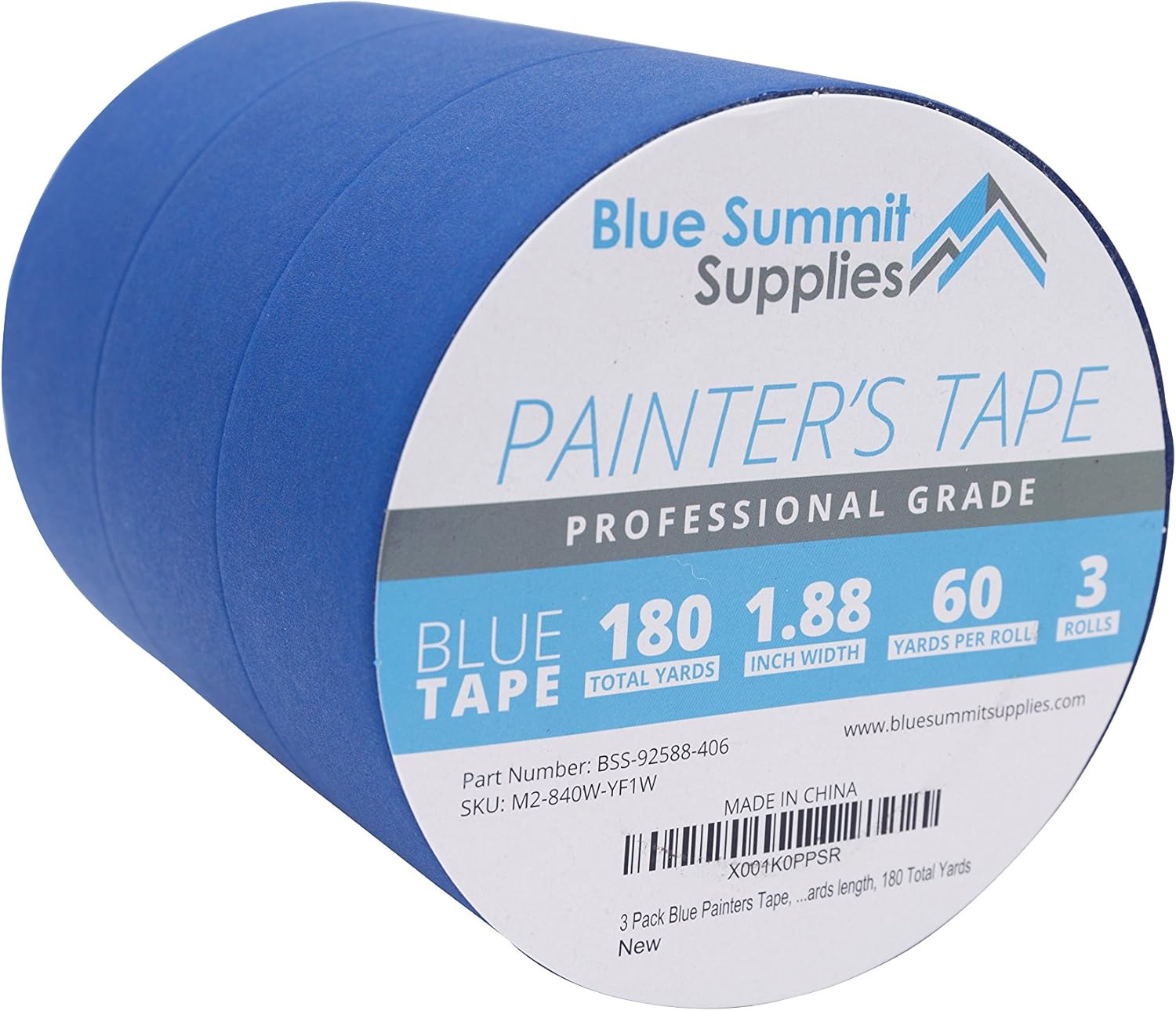 Buу 1 gеt 1 3 Pack 1.88 Inch Blue Painters Tape, Medium Adhesive That Sticks Well but Leaves No Residue Behind, 60 Yards Length, 3 Rolls, 180 Total Yards
