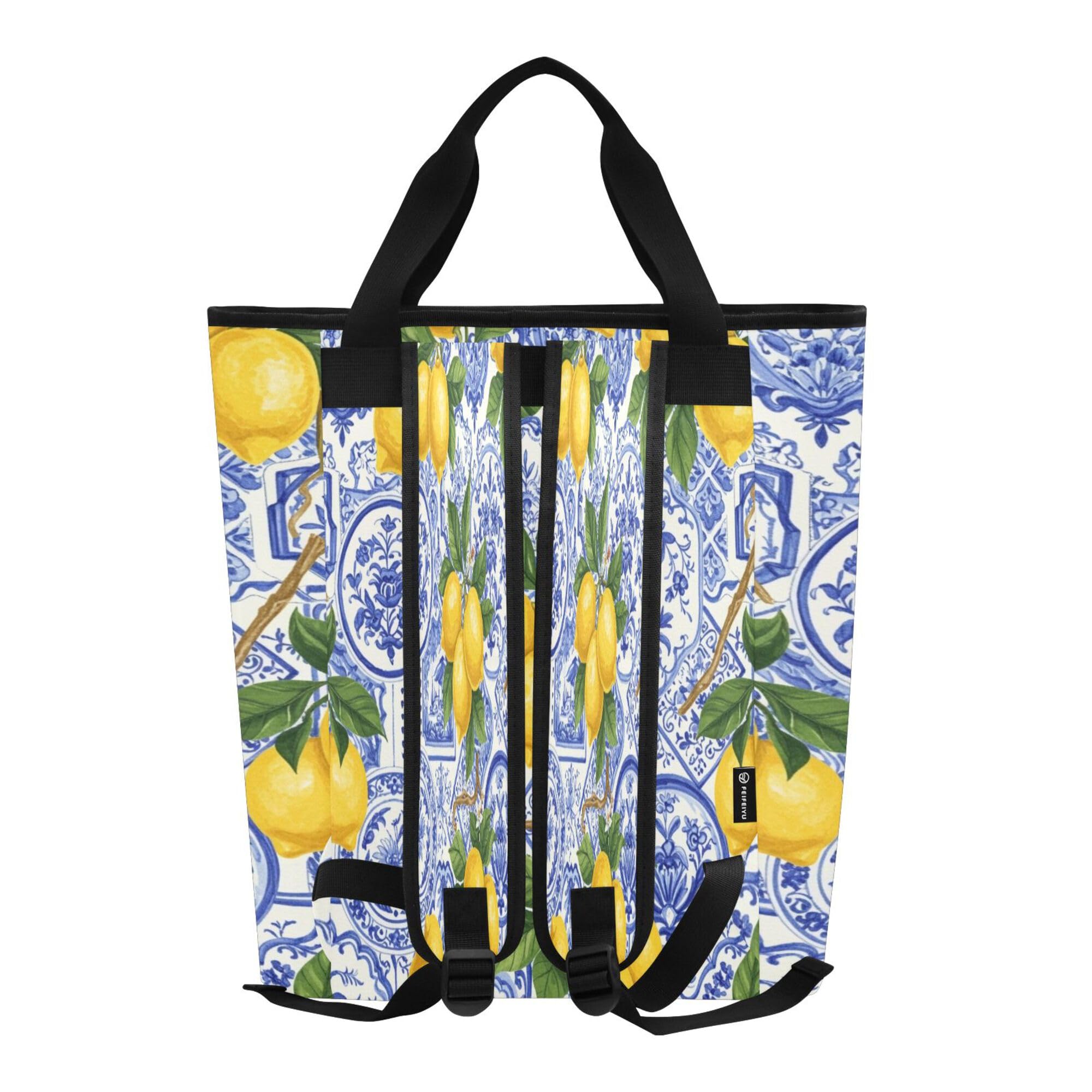 PYBUG Lemon Reusable Insulated Backpack 36 Cans,Large Leakproof Portable Cooler Tote Organizer for Office Picnic Hiking Beach BBQ