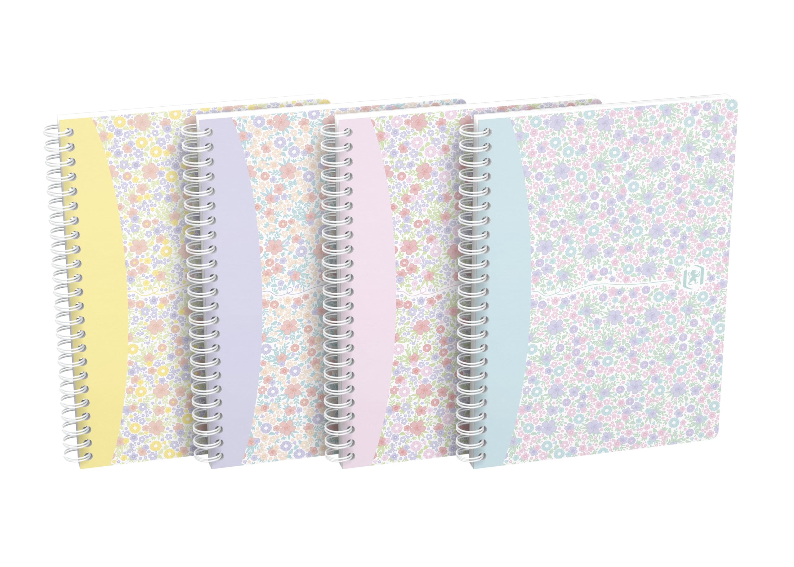 Oxford 400094951 Dura Cuaderno de espiral A5 cuadrícula 5 unidades blancas doble espiral 120 páginas 3 diseños surtidos Cuaderno Diario Bloc de anillo espiral (regalo Idea Floral Flores