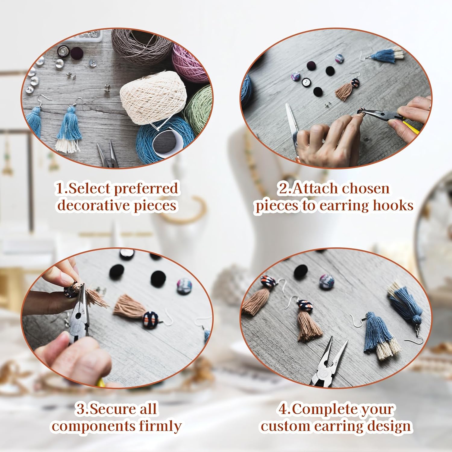 600 Pcs Hypoallergenic Earring Hooks Kit, Ear Wires Fish Hooks Silver Fish Hook Ear Wires with Earring Backs and Jump Rings for DIY Jewelry Making - Image 4