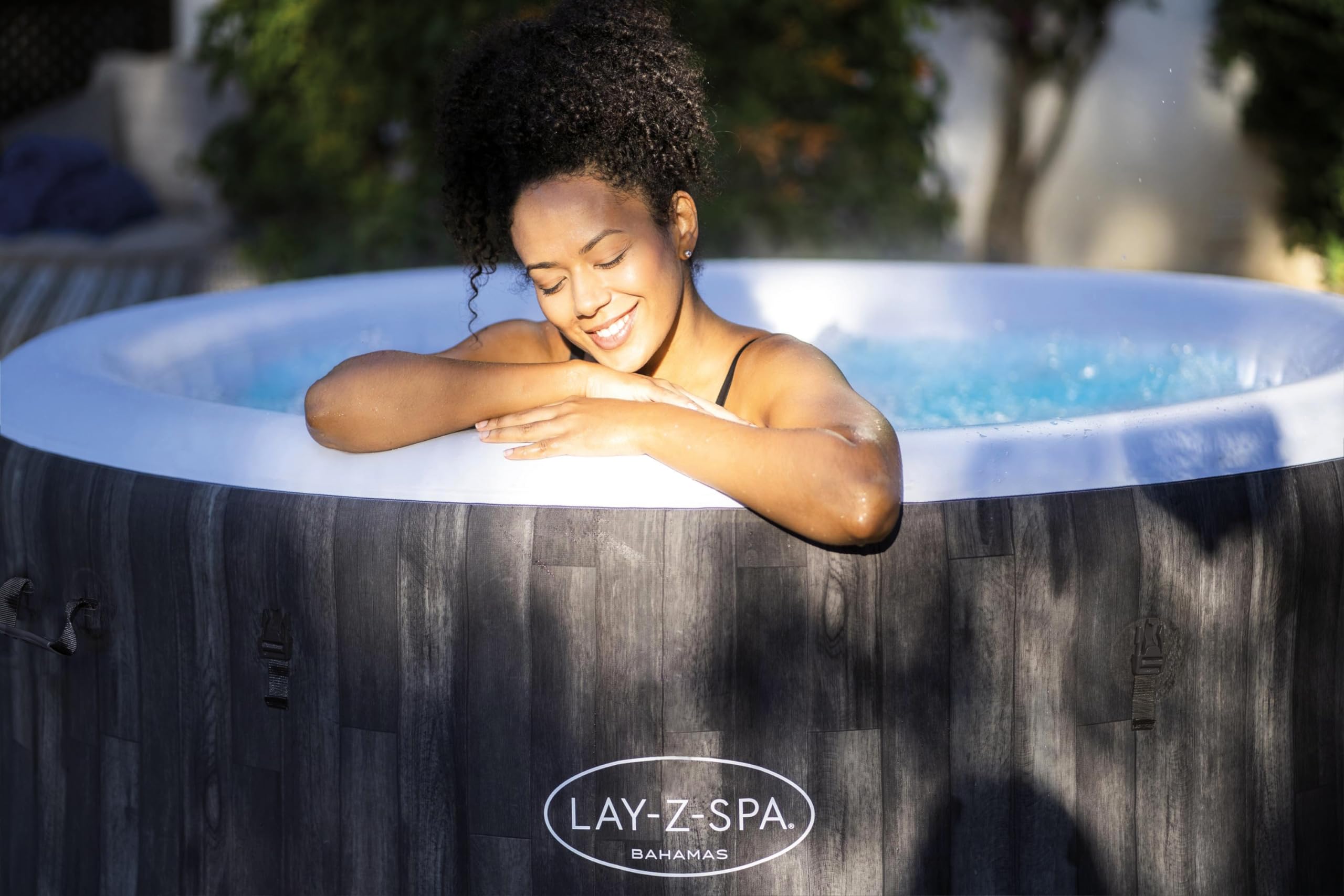 Spa Gonflable Rond Lay-Z-Spa® Bahamas Airjet™ Motif Bois 2 à 4 Personnes, 180 x 66 cm