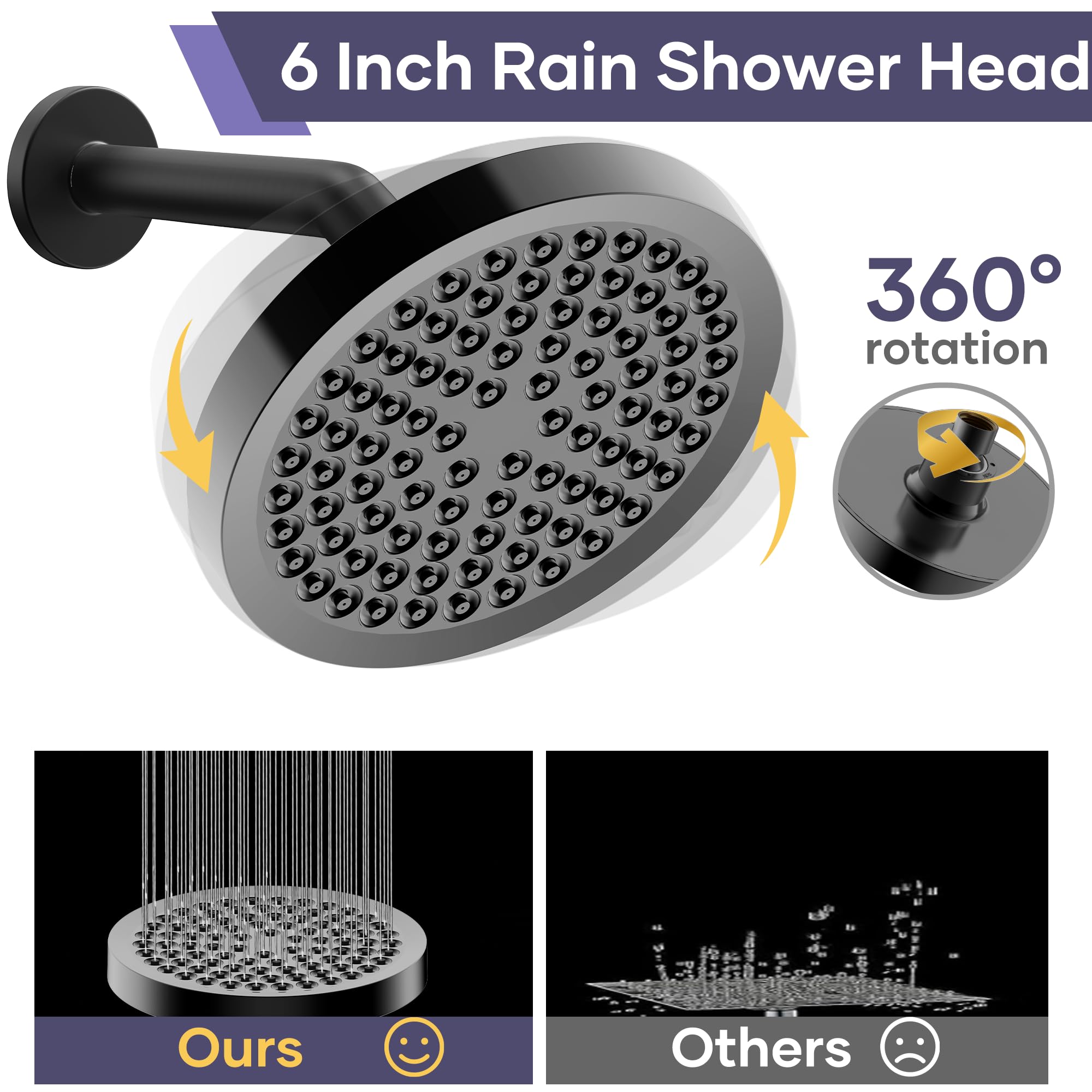UltrTxenova Filtered Shower Head with Handheld Spray Combo,High Pressure Rain Shower Heads,Double Dual Shower Head 10 Spray Modes,Detachable Showerhead 78 Inch Hose,Black