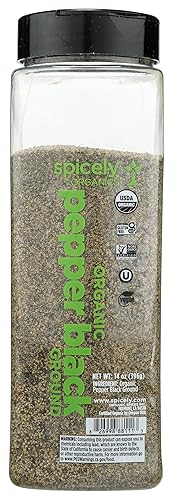 Pimienta picante orgánica molida negra de 14 onzas certificada sin gluten (28 mallas)
