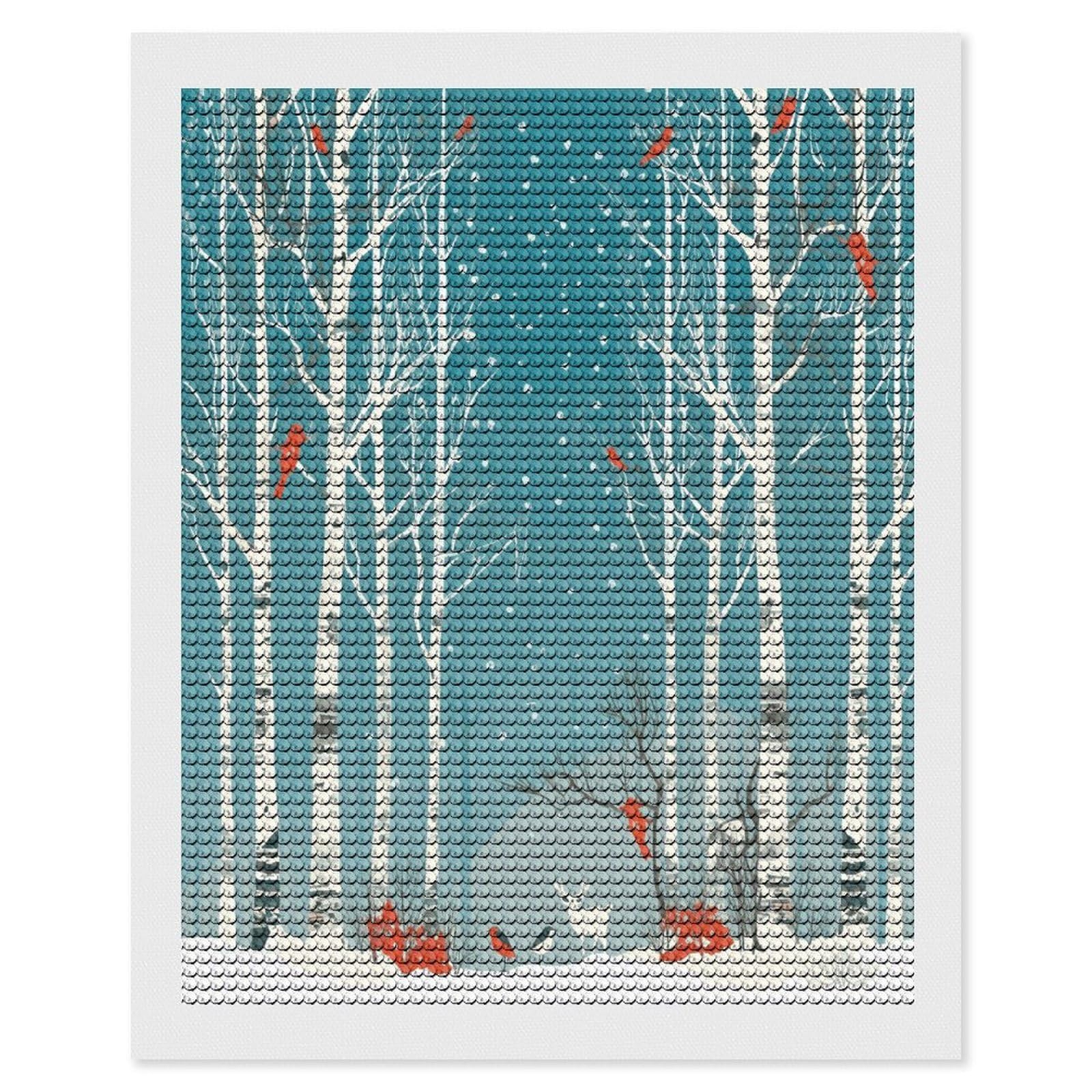 JTREHY Merry Christmas Birch Tree Diamond Art Kits Personalized DIY Round Diamond Painting Kits for Beginner Full Drill Diamonds Dots Paintings for Adults Gem Art Crafts Home Decor