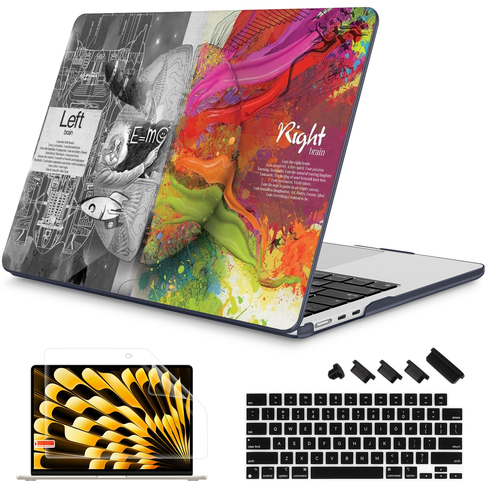 Mektron Designed for Newest MacBook Air 15 INCH M2 Chip A2941 Case 2023 Release 15.3" Liquid Retina Display with Touch ID Cover, Plastic Hard Shell with Keyboard Cover, Wonderful Brain