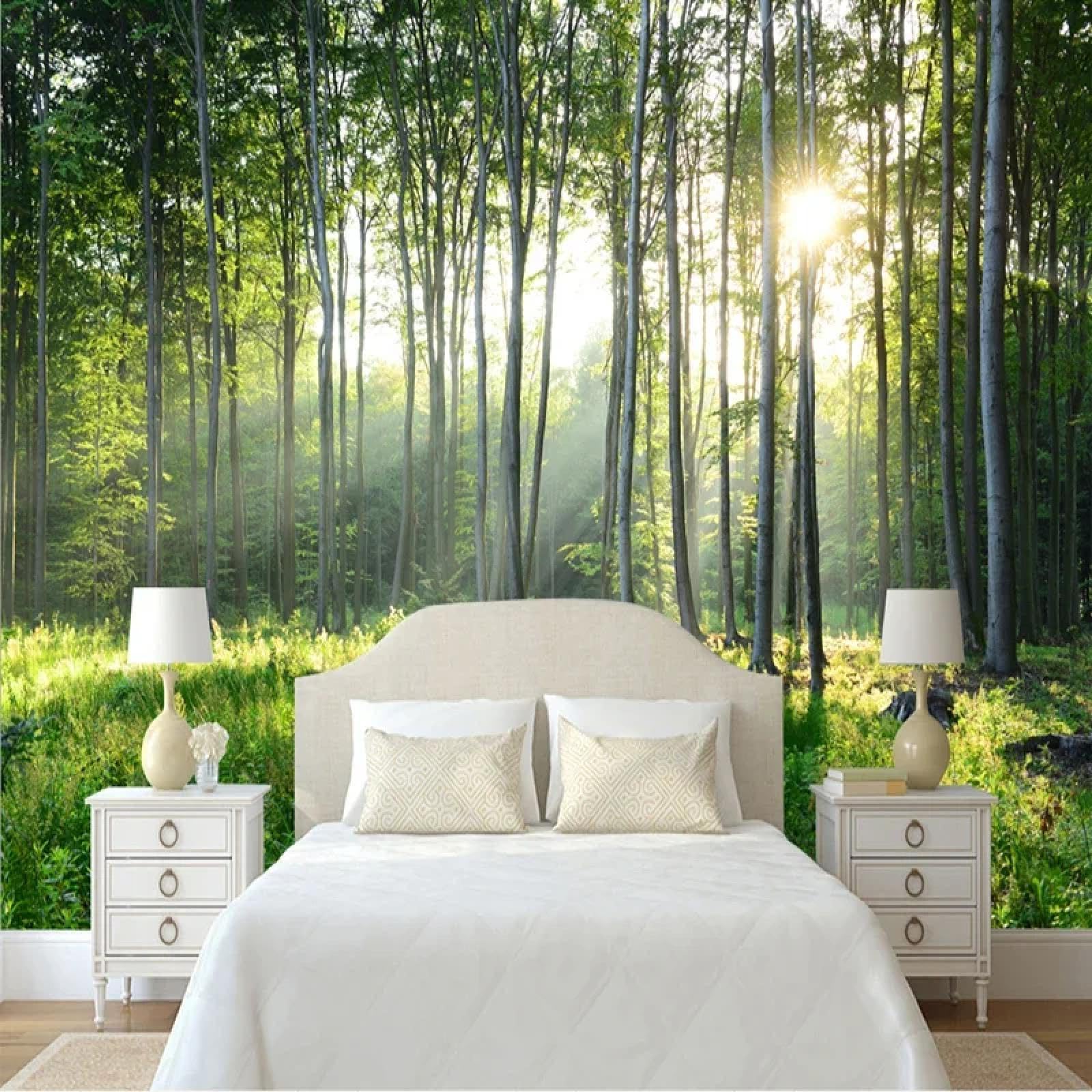 Mural de paysage naturel haut de gamme effet jungle pour grand canapé
