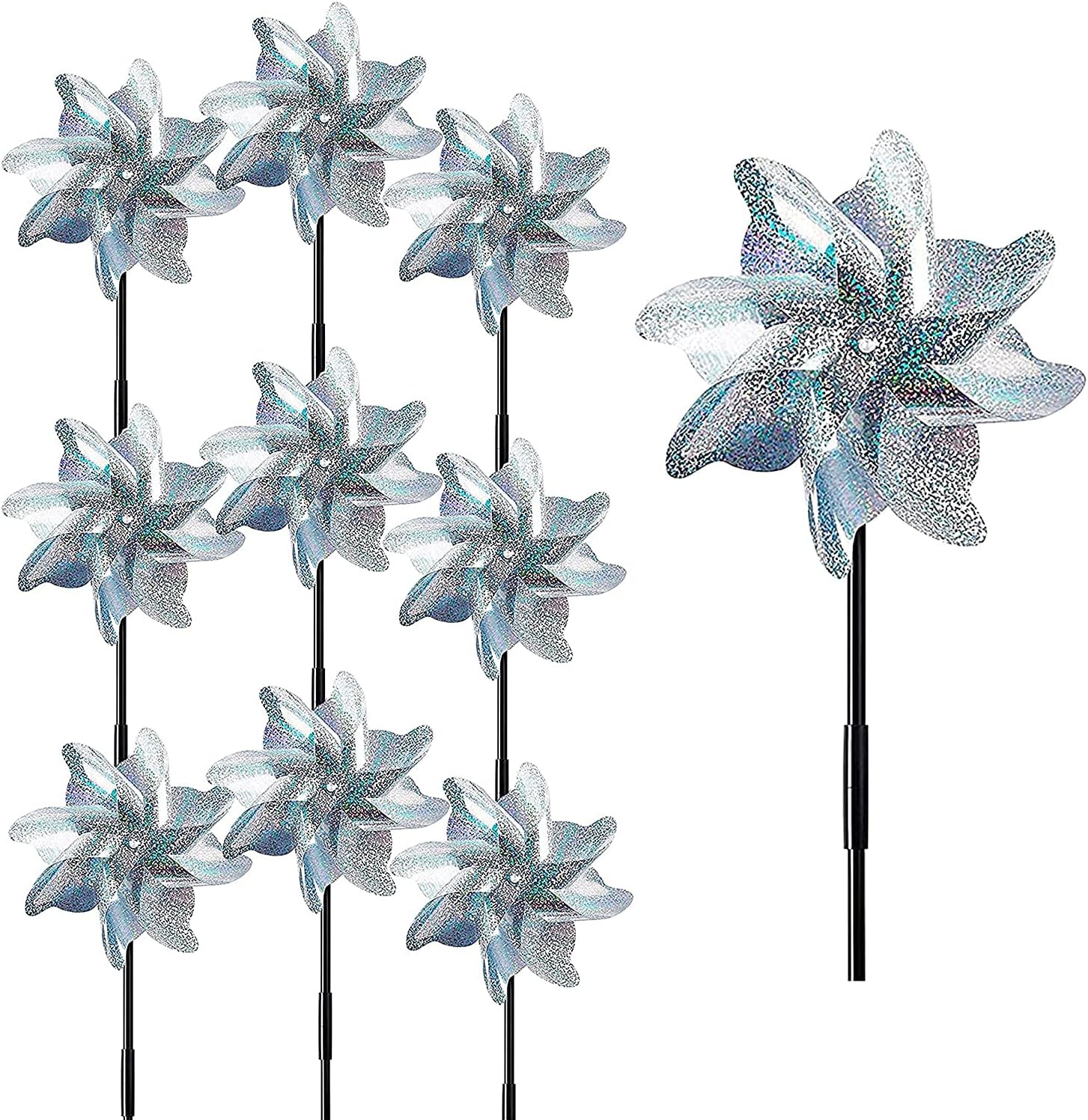MacroHu 10x Reflectante Molino de Viento Molinillos de Viento Jardín Repelente Pájaros Molinillo Niños Control Reflectante de Pájaros Control de Aves Espanta Palomas Espantapájaros Repelente de Aves