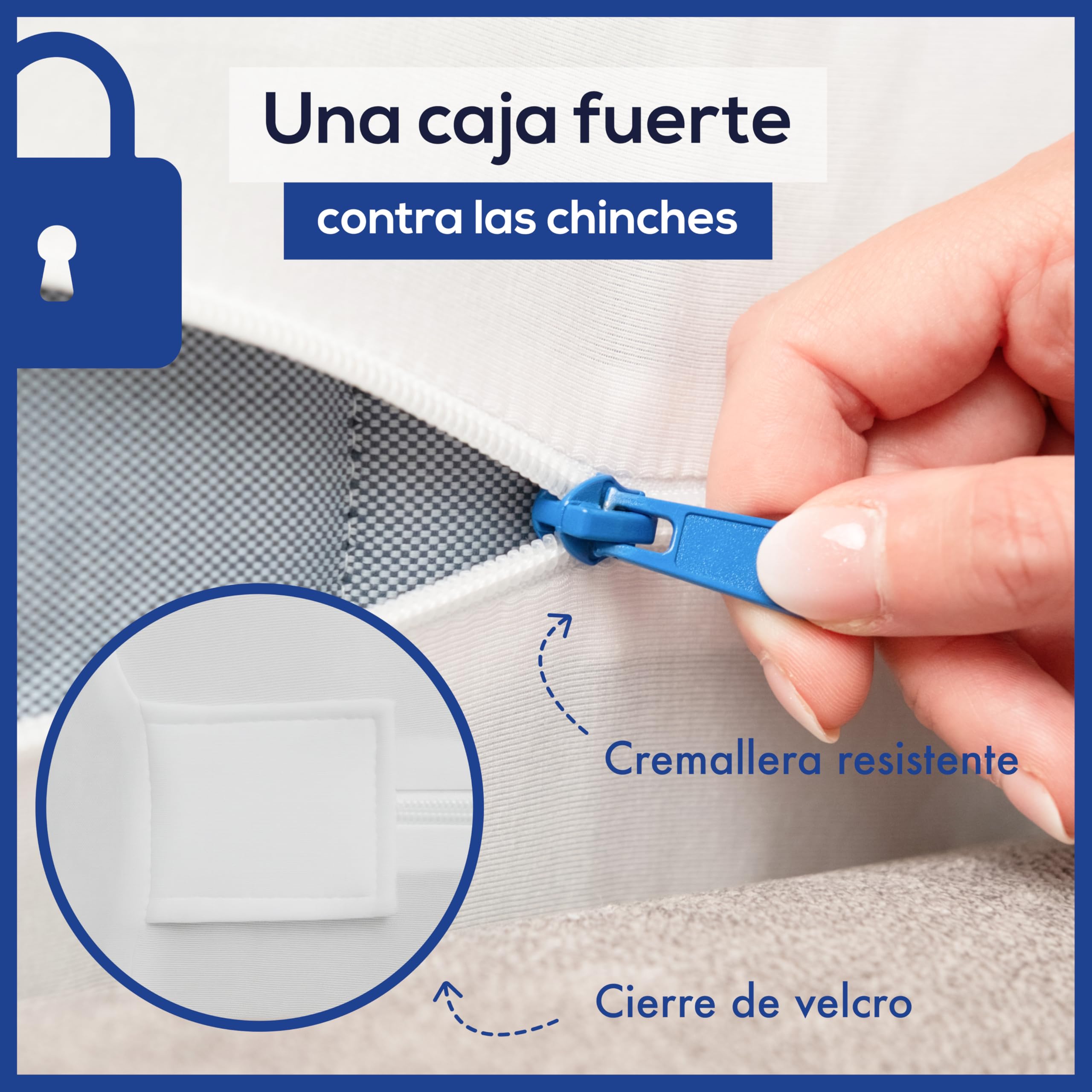 Funda colchón antichinches Impermeable – Cubre colchón Integral antiacaros con Cremallera – Protector Suave de algodón – para colchón 160x200cm – Altura Ajustable 19 a 35cm