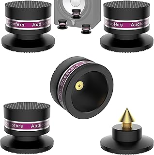 HiFi (IF03B) Speaker Isolation Spikes, Shockproof Stand Feet Shock Absorber, Speaker Base Pads with Non-Slip Base Pad for Turntable Amplifier CD DAC Recorder (Black)