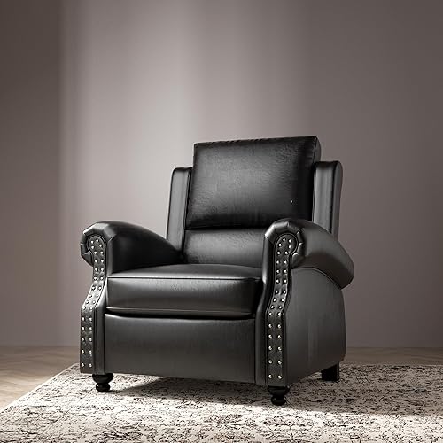 Silla reclinable para sala de estar, sofá reclinable de piel sintética, asiento de cine en casa con soporte lumbar, sillón individual con respaldo