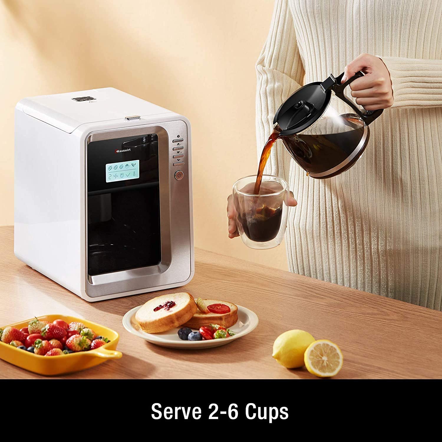 HAUSWIRT Bean to Cup Automatic Coffee Maker, Stainless Steel Filter