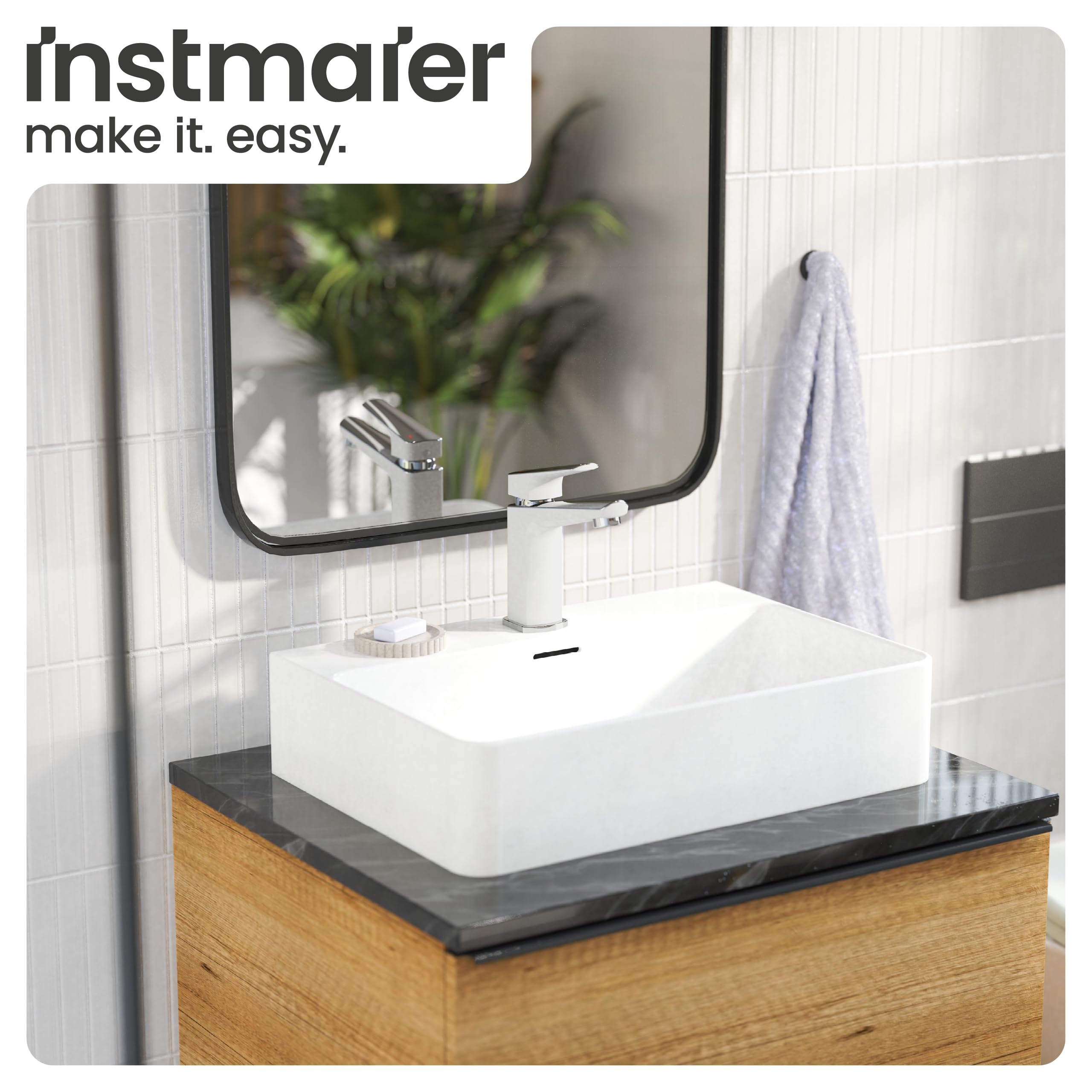 instmaier Amelie | Waschtischarmatur | Chrom Weiß | Wasserhahn für Bad | Einhebelmischer Waschbecken | Mischbatterie aus Messing