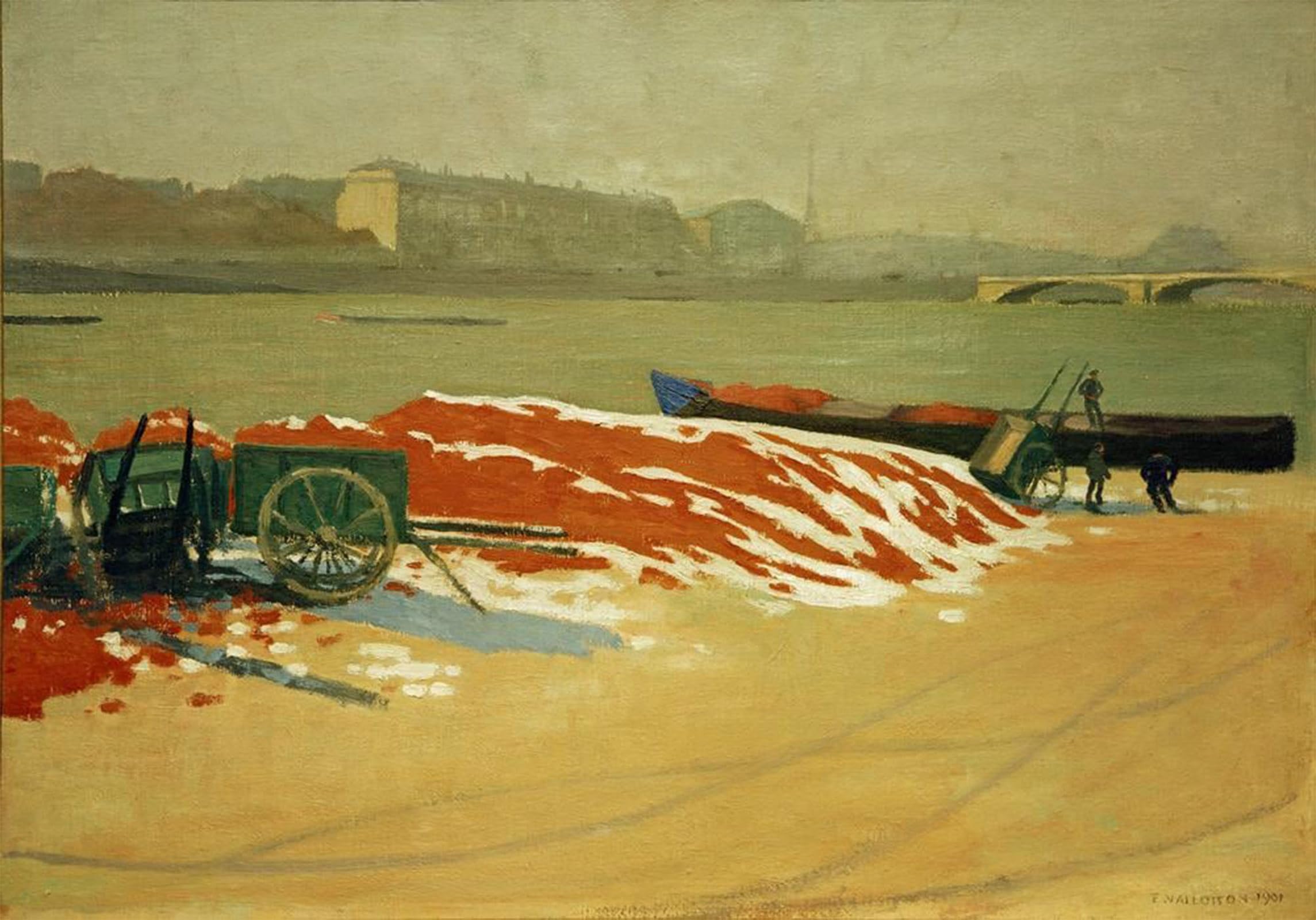 SERENDIPITP Retro Picture Poster Wall Art Pictures Painting Quai de Seine with red sand by Felix Edouard Vallotton Wall Art Canvas Print for Wall Decor 60x90cm