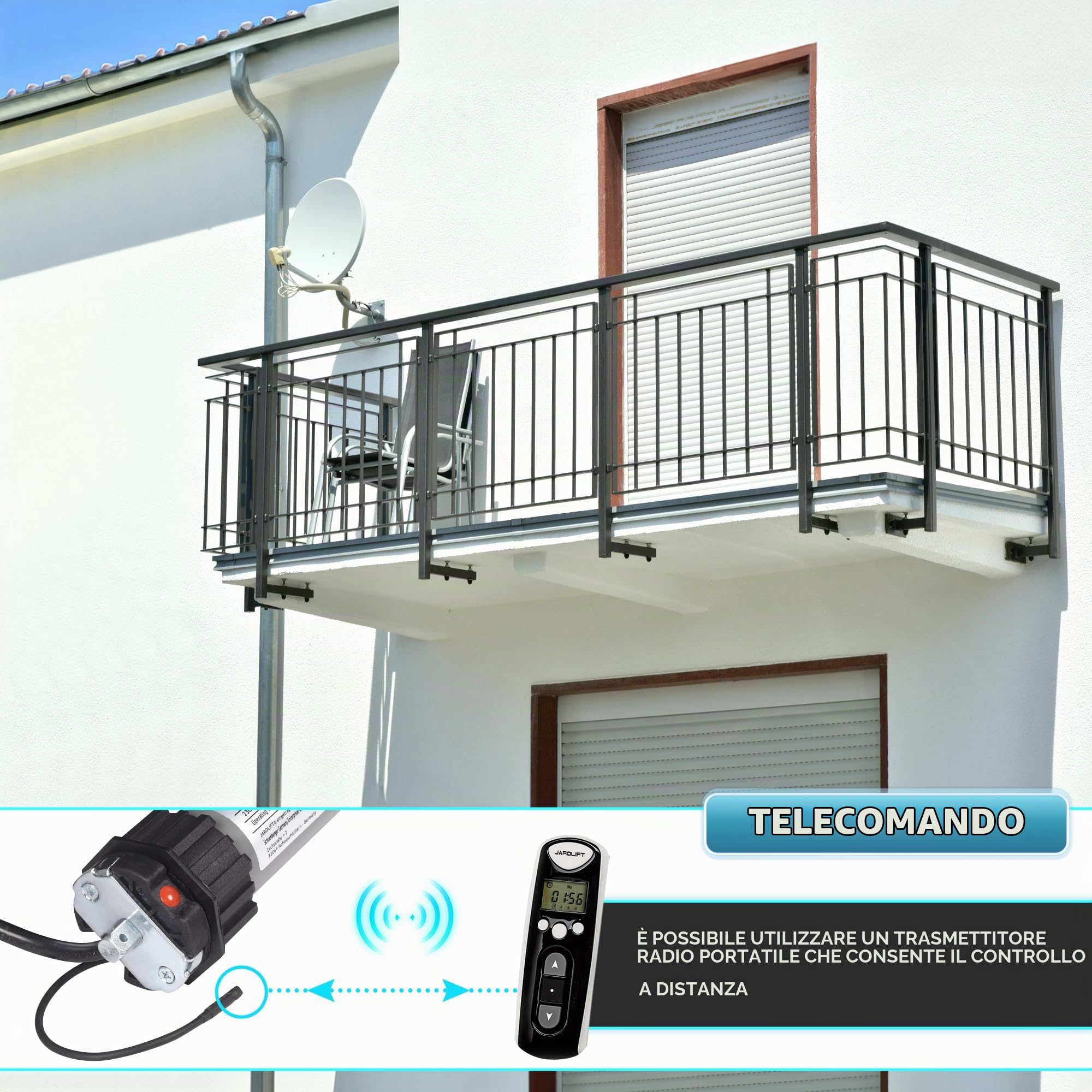 jarolift Motore radio per tapparelle - TDEF 40 Nm/13 giri (SW60 mm/forza di trazione 75 kg)