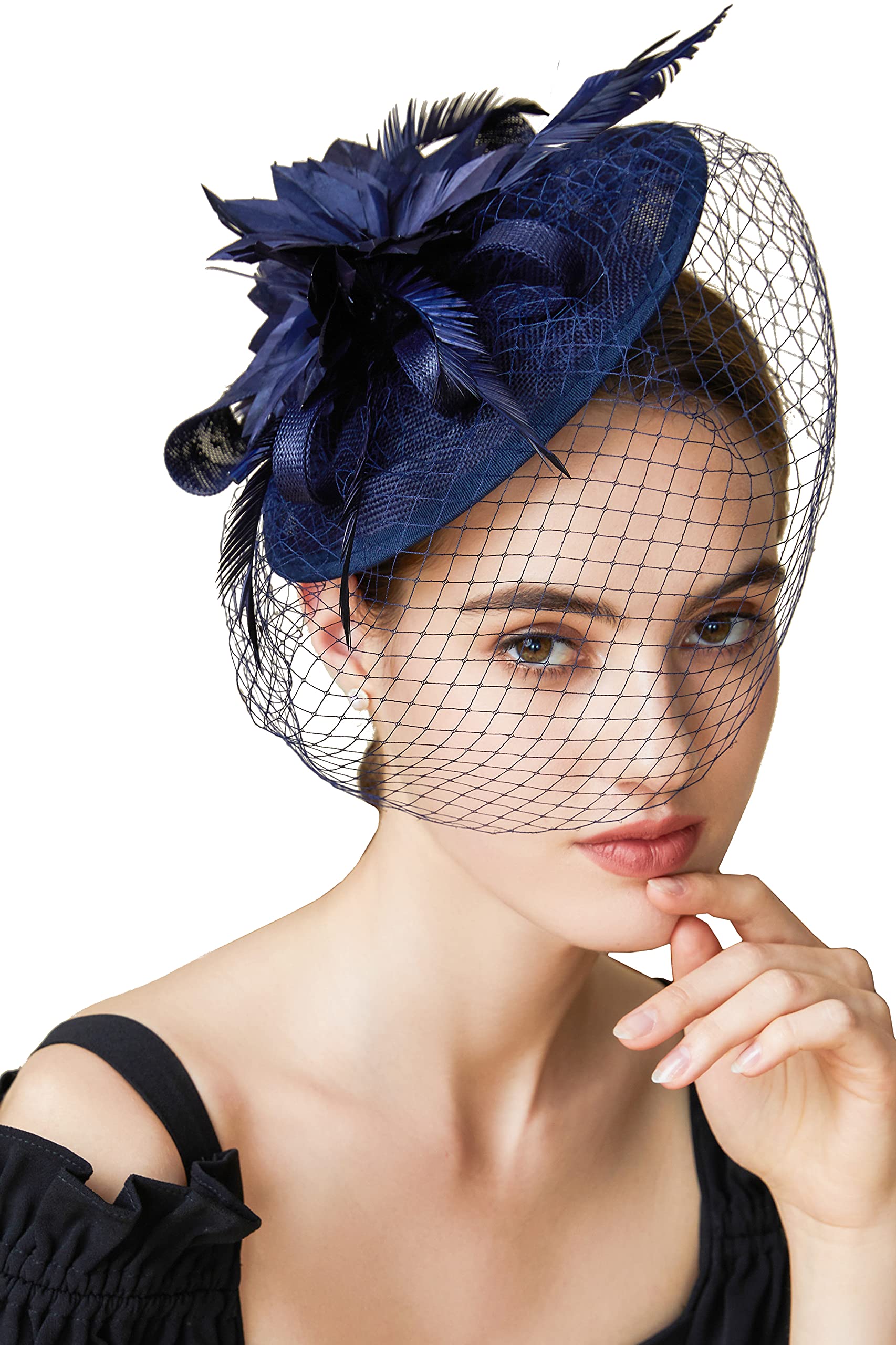 BABEYOND Fascinator Hat Veil Feather Fascinator Hair Clip Tea Party Pillbox Derby Hat Fascinator Bridal Wedding Veil