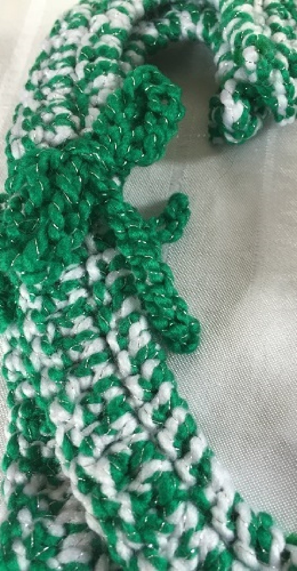 Candy Canes-Crocheted Large Green White Candy Canes. Set of 5