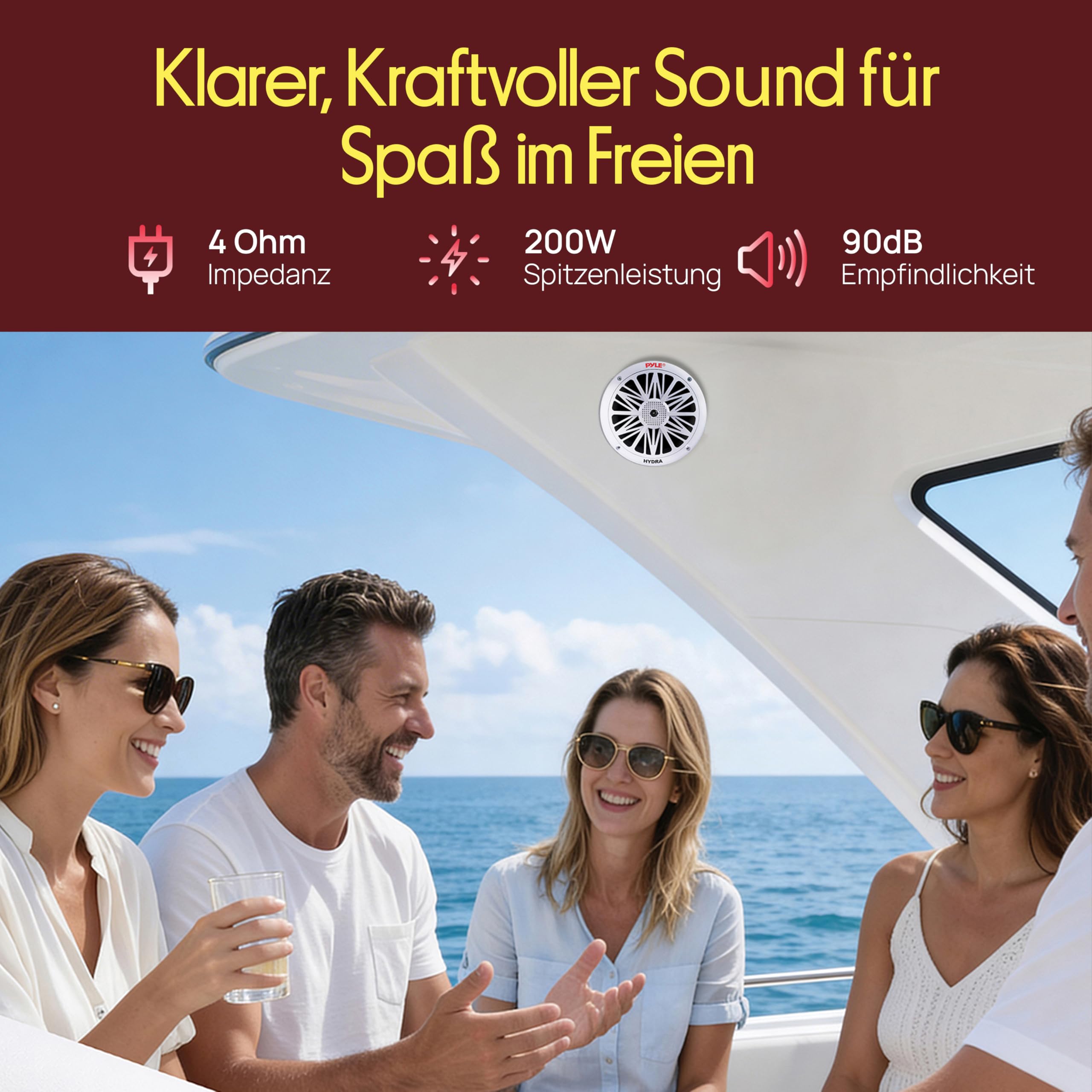 Pyle 200 Watt Outdoor Lautsprecher Boxen – Box Wasserdicht, 2- Wege Passiv, geeignet als Pool und Sauna Sound System, Auto- & Marine Boxen, Weiß