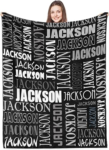 Manta con nombre para bebé, manta personalizada con nombre para niños y niñas, manta personalizada regalo para cumpleaños o Navidad, manta negra