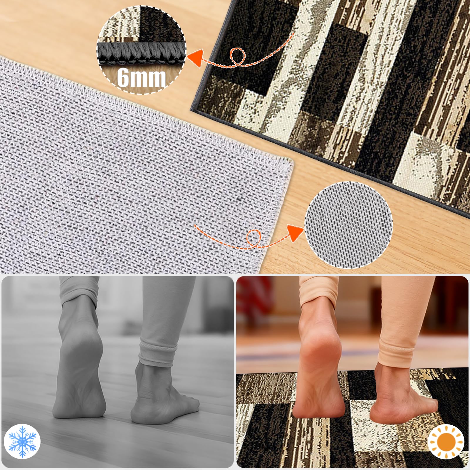 Teppiche Wohnzimmer Deko Weich Waschbarer Anti-Rutsch Modern Wohnzimmerteppich Teppiche Gegend Kurzflor Teppich für Schlafzimmer Kinderzimmer Bettvorleger Matte Schwarz 200 x 230cm