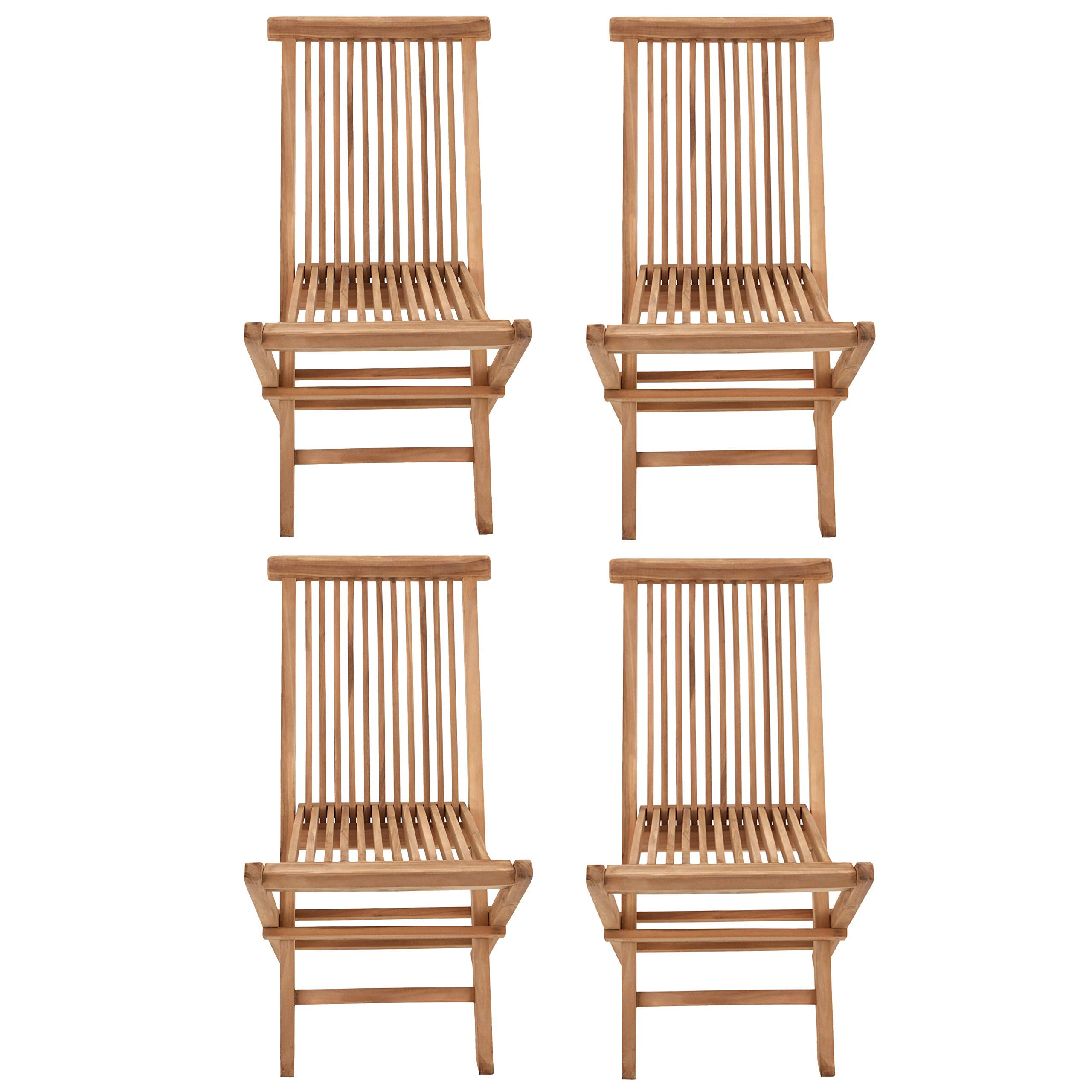 BENEFFITO SALENTO - Conjunto de 4 sillas de jardín Plegables en Teca Natural para Exterior