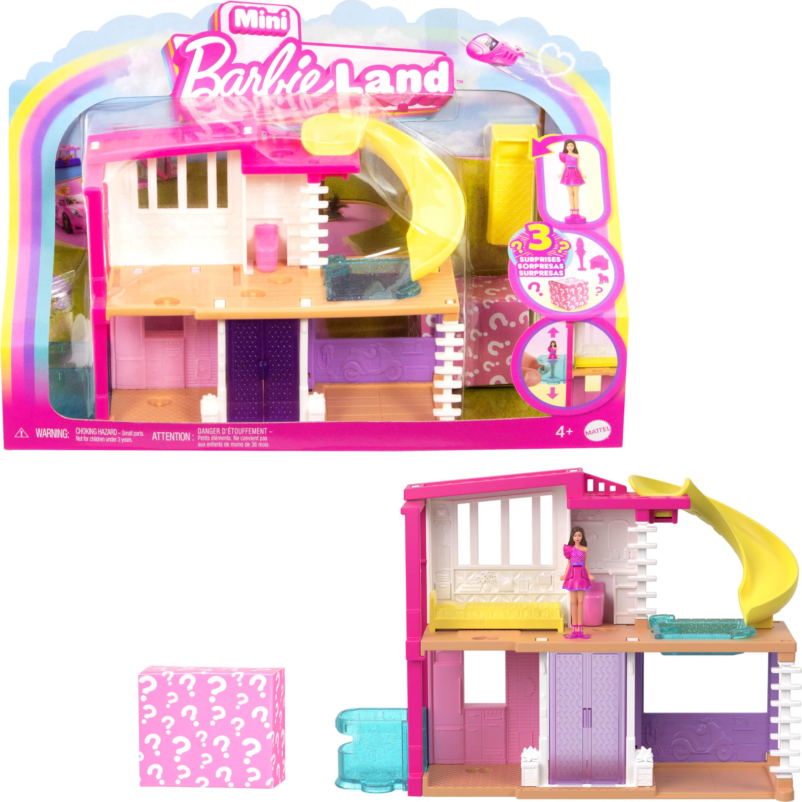 Barbie Mini Barbieland Double Decker Dollhouse for Mini Figures with Brunette Small Doll and Surprise Accessories, Toy +4 Years (HYF47)-image-48