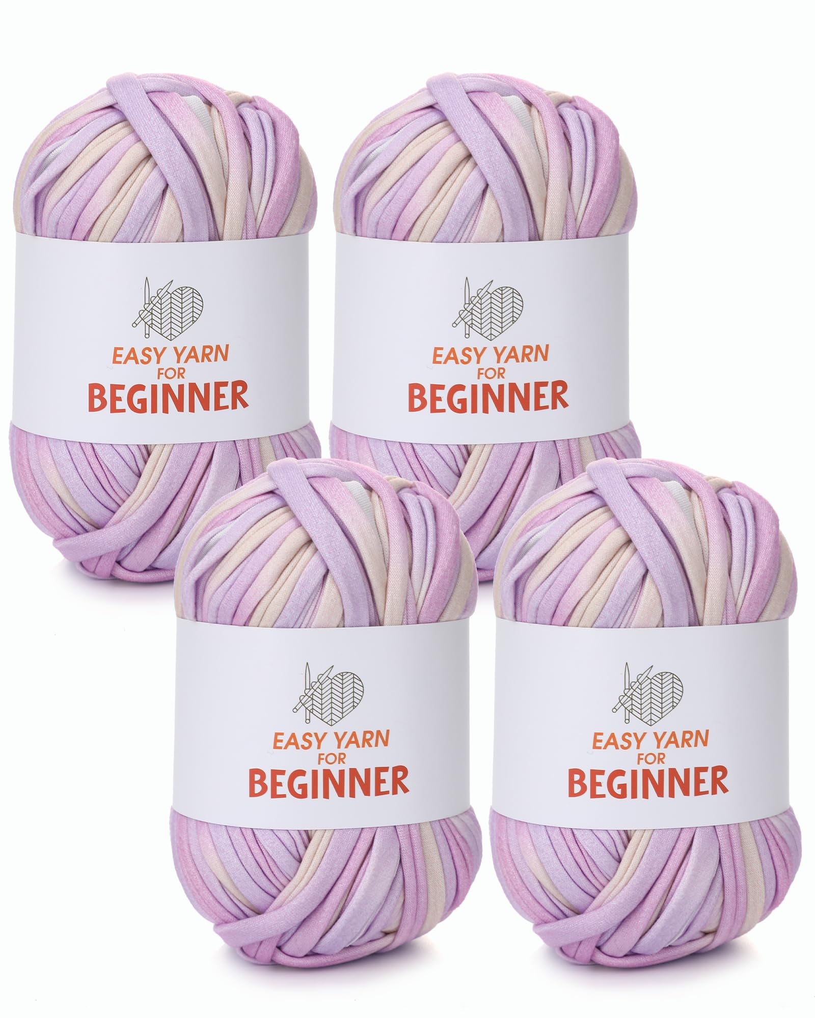 T-Shirt Yarn for Crocheting & Knitting - 4 PCS Chunky Thick Yarn for Bags, Blankets, Cushions, Slippers & Storage Baskets Projects, 100g4 (3.5oz4), DIY Handmade Knitting Gift