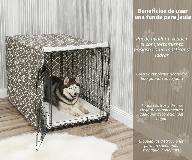 Foto 2 de 6 de MidWest Homes for Pets - Funda para jaula de perro XL con protector de tela de teflón, funda de privacidad…