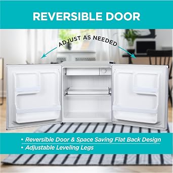 BLACK+DECKER 1.7 Cu. Ft. Compact Refrigerator, ENERGY STAR Certified, Single Door Mini Fridge with Chiller Compartment, Personal Fridge for Home or Dorm Room, R600a Refrigerant, BCRK17V,Stainless Look