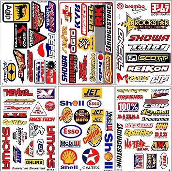 Set of 6 Racing Stickers Biker Stickers ATV Motorcycle Stickers Dirt Bike Stickers Decals Helmet Kit Stickers Laptop Scrapbooking