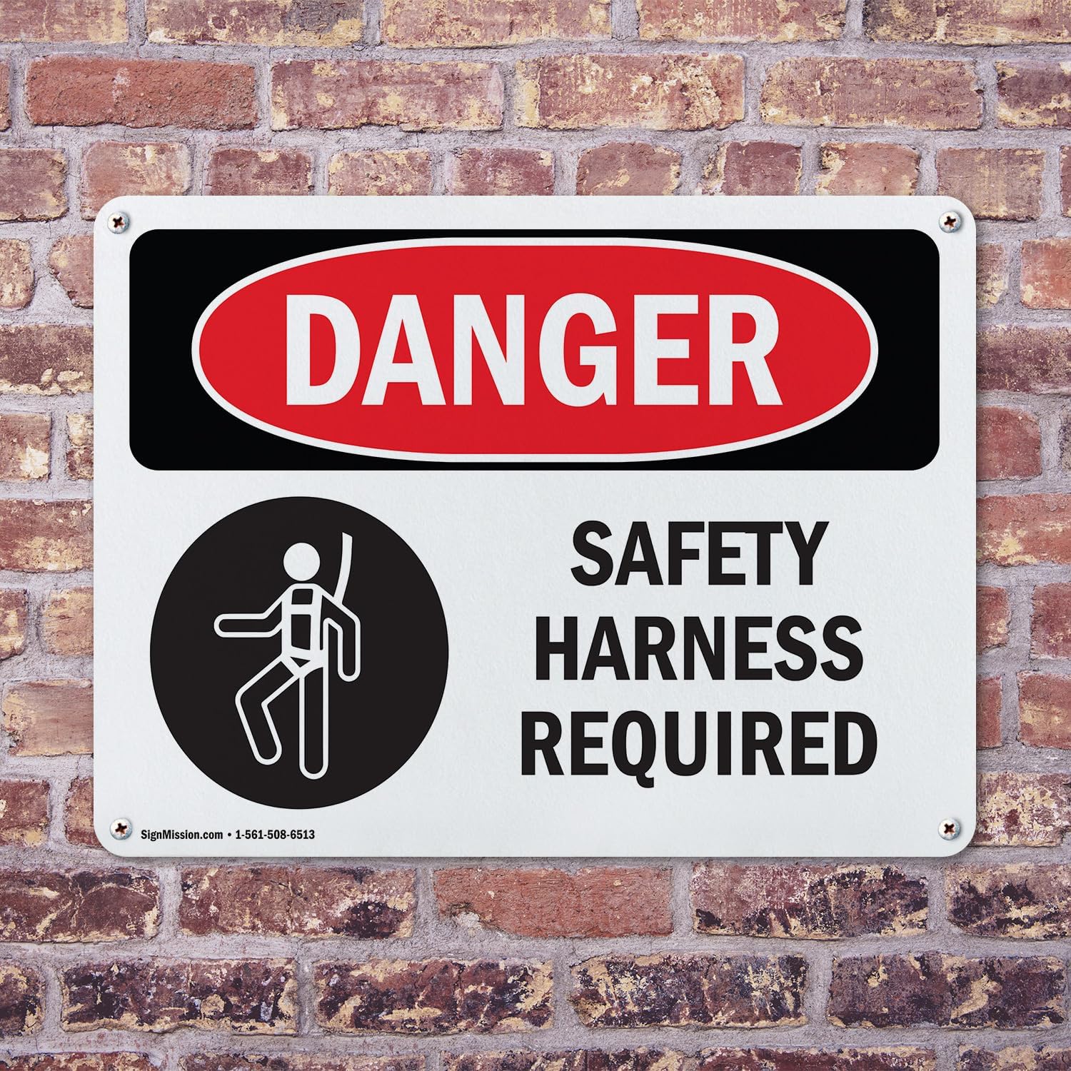(2 Pack) Safety Harness Required OSHA Danger Sign