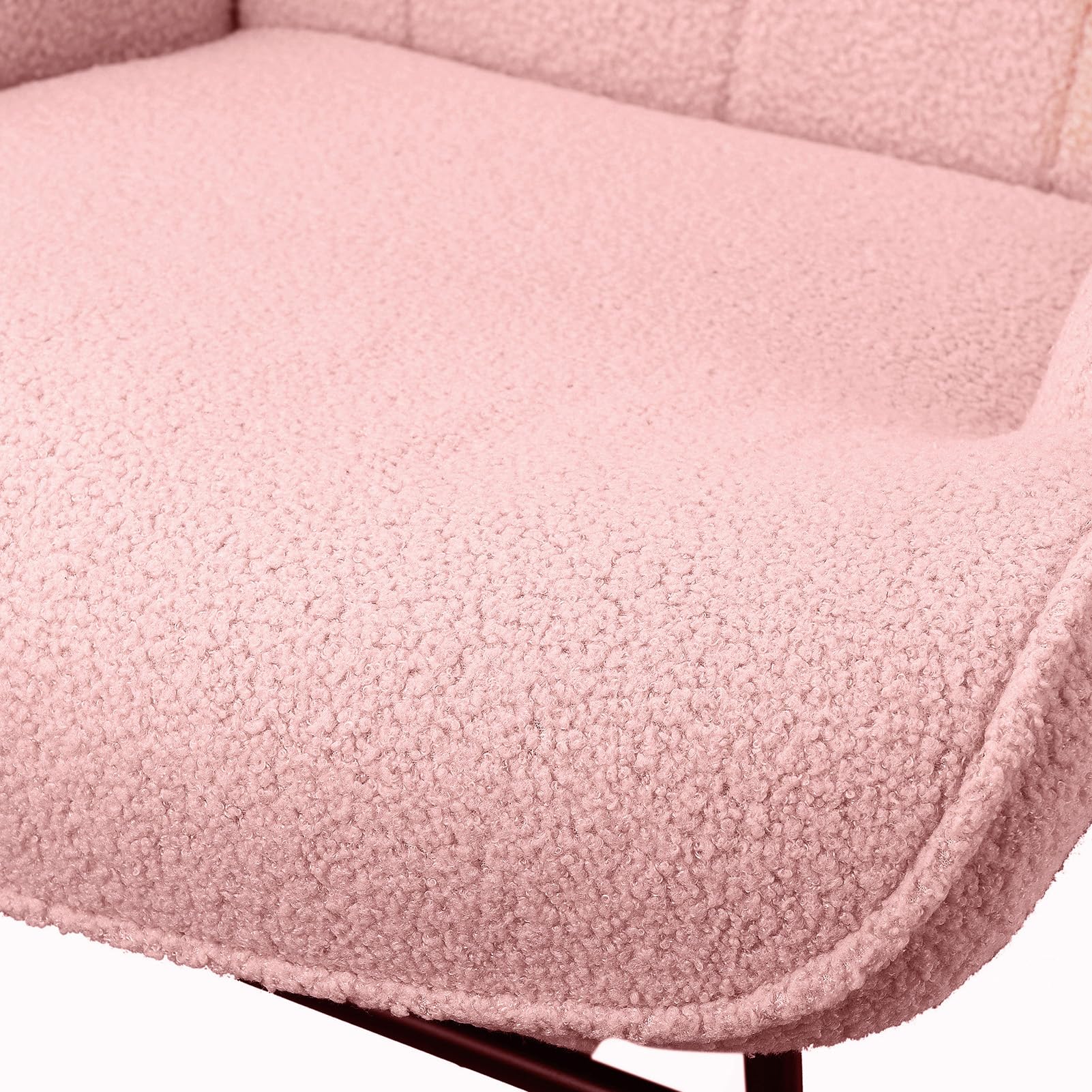Sedia a dondolo Rosa, Rocking Chair, Sedia per l'allattamento, Sedia in velluto Teddy con gambe in legno massiccio, per soggiorno, camera da letto, balcone (rosa)