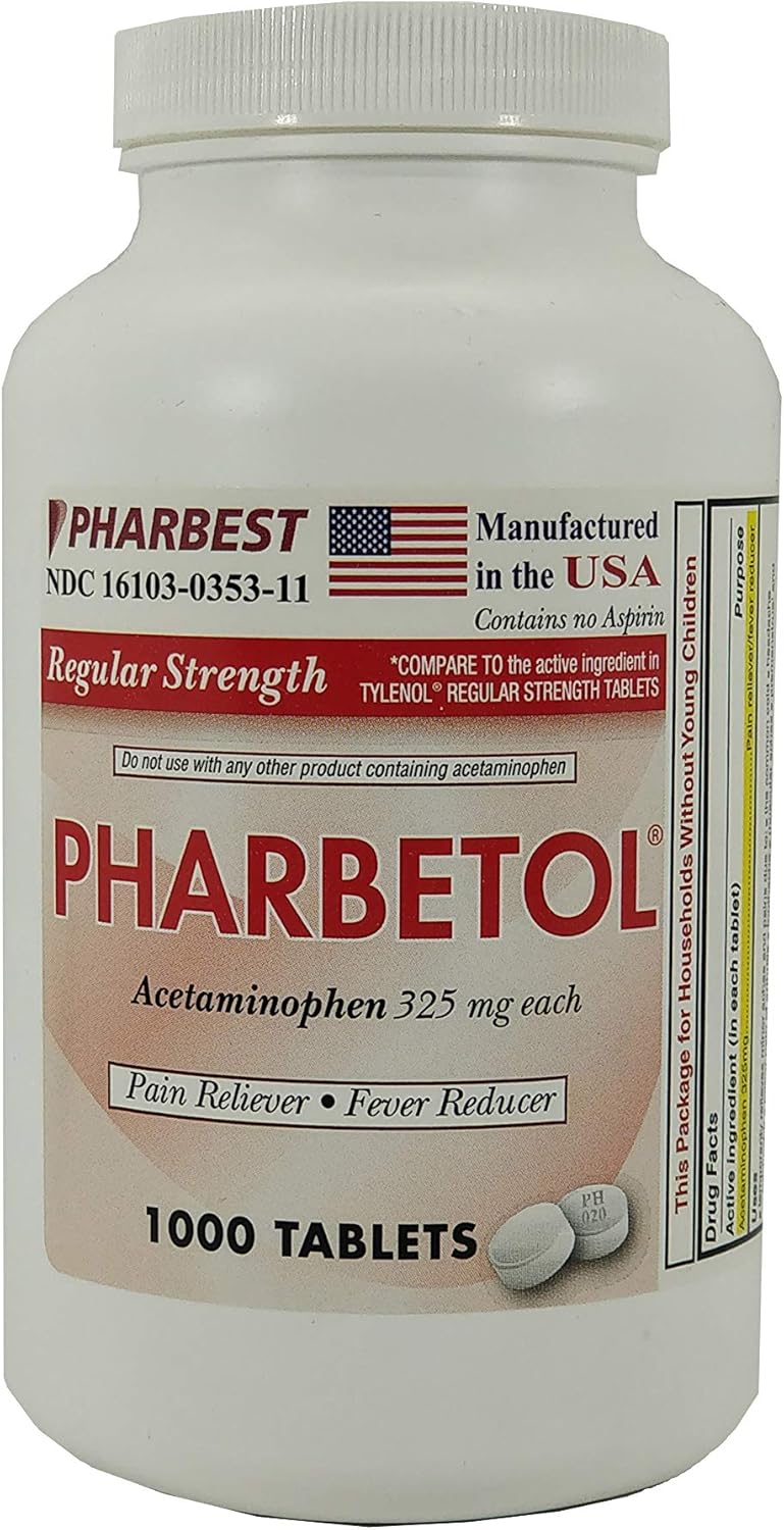 Pharbest Acetaminophen 325 mg 1000 Count Tablets : Health & Household