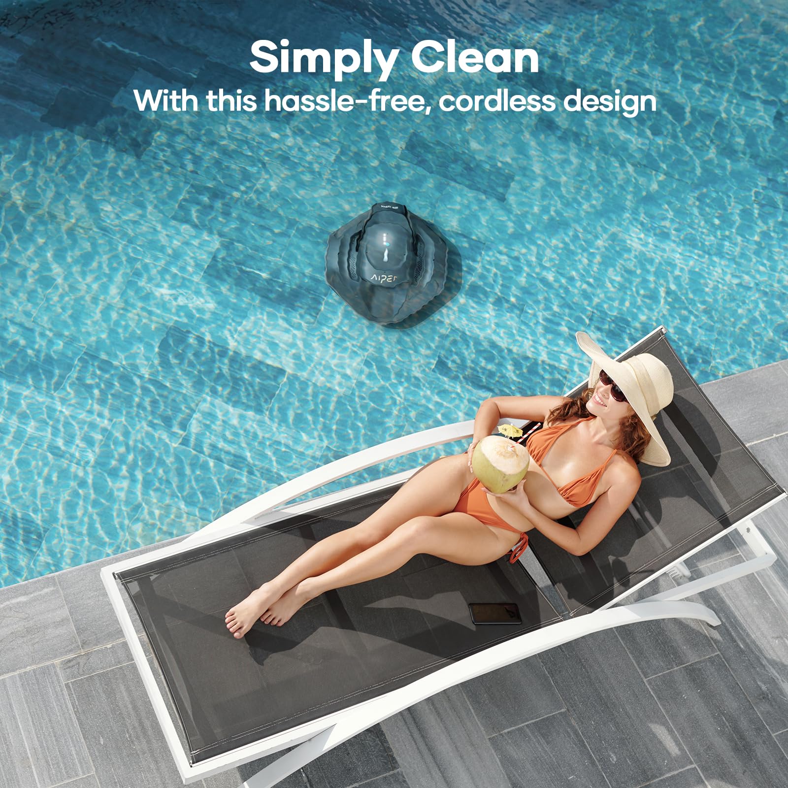 AIPER Seagull 800B Robot Piscina inalámbrico, Aspirador Piscina