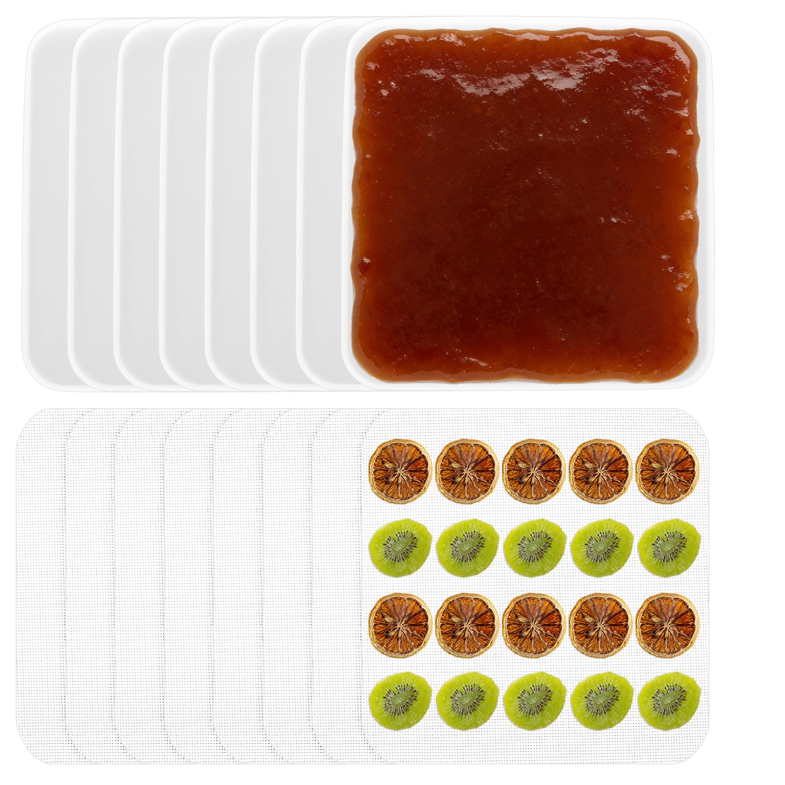 8 bandejas de silicone para desidratadores de alimentos, 8 peças de tapetes de secador de