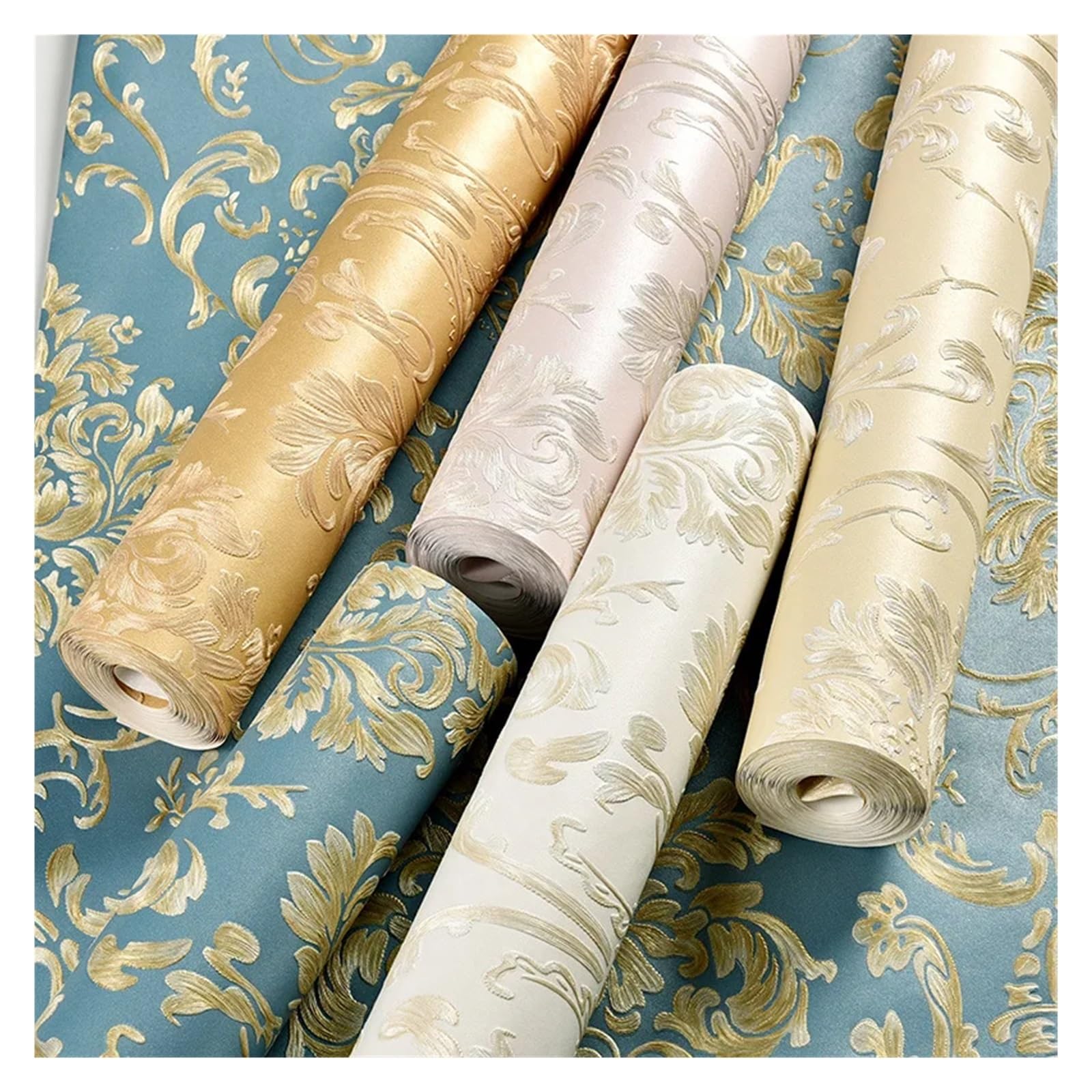 Papier Peint Textile Papier Peint Floral 3D For Chambre De Fille, Autocollant Texturé, Décoration D'intérieur En Rouleaux(White,10m(width 53cm))