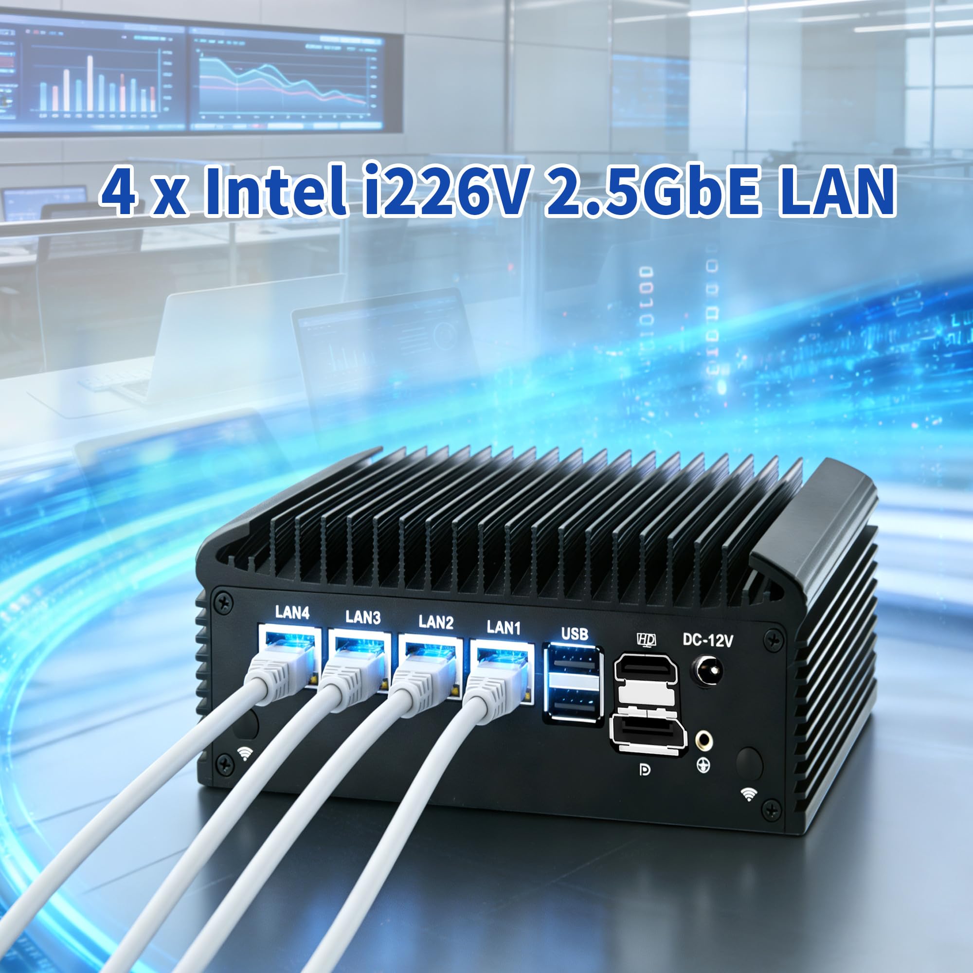 CWWK Mini PC N150 Firewall Appliance, 4 x i226-V 2.5GbE LAN, 2X RS232 COM, Micro OPNsense Box, Fanless Industrial Embedded Mini Computer, 8GB DDR4 RAM 128GB M.2 SSD, SIM, AES-NI