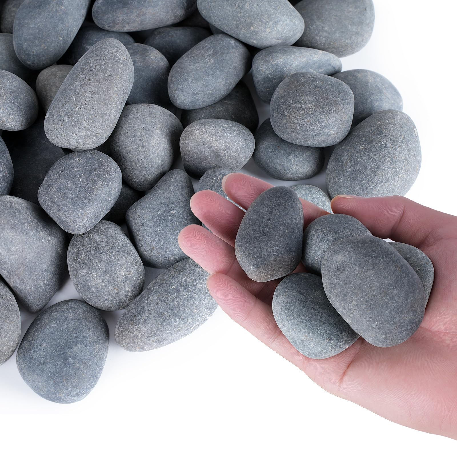 Pulovin 20 lbs Natural River Rocks for Landscaping and Aquariums