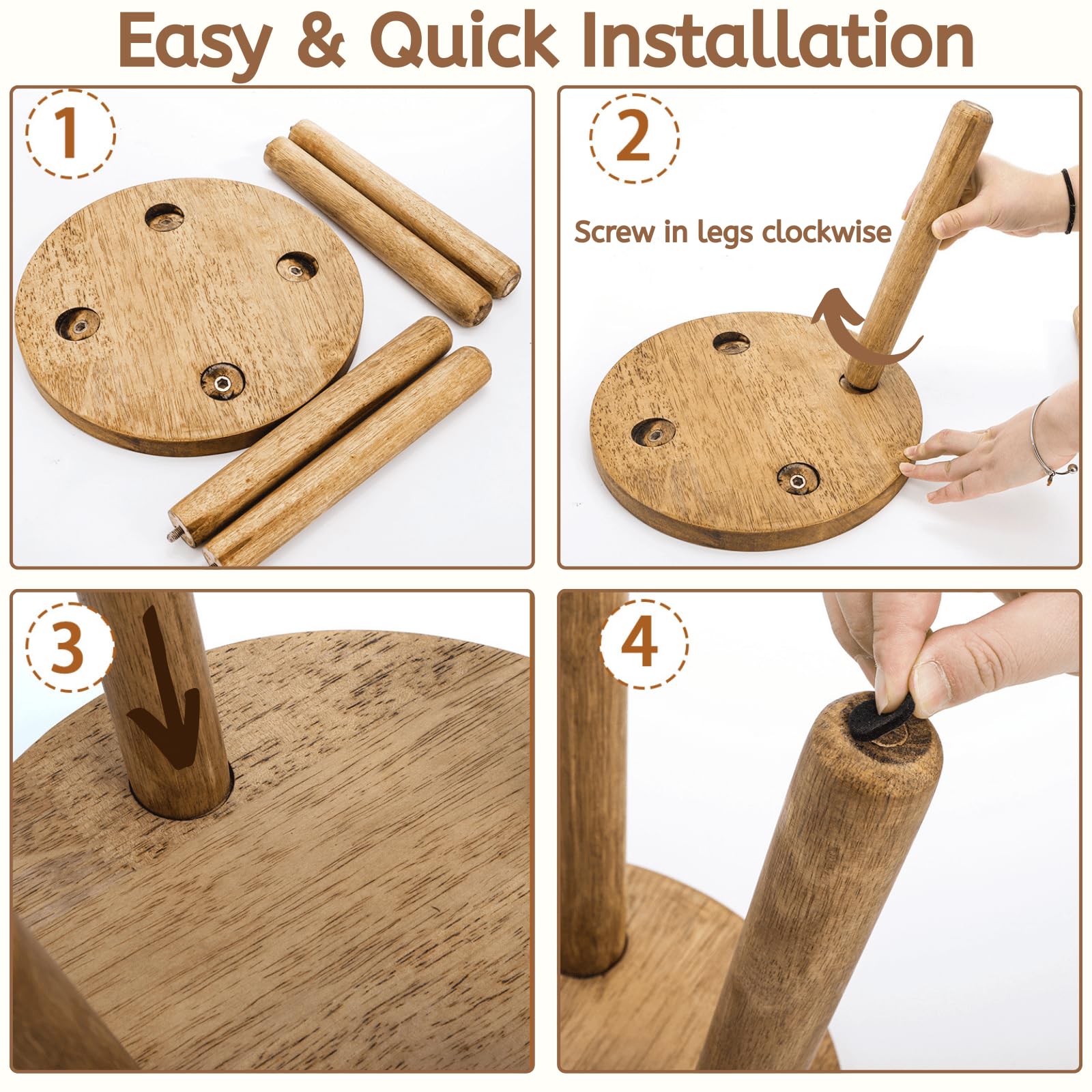 Extra Wide 26in Wooden Step Stool, Heavy Duty One Step Stool For Adults And Seniors, Holds Up To