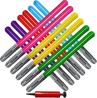 13-Pack Inflatable Lightsaber Swords, 6 Colors for Star Wars Parties, Cosplay, Halloween - Durable Toys with Inflator