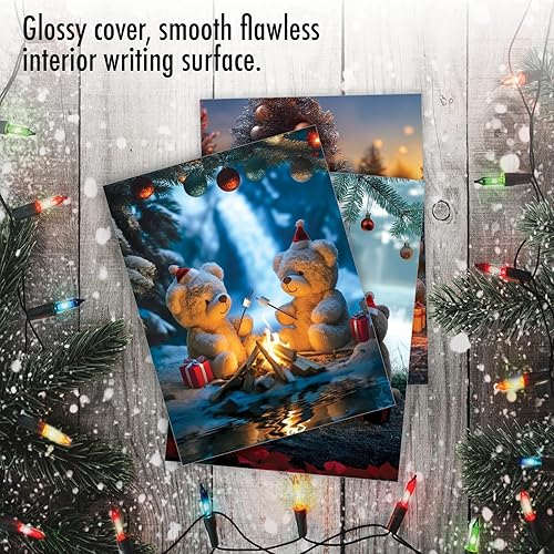 Miniatura 6 de The Best Card Company Caja de 20 Tarjetas Navideñas Surtidas al Por Mayor de 4 x 5.12 Pulgadas con Sobres (10 Diseños, 2 de Cada Una) Osos de