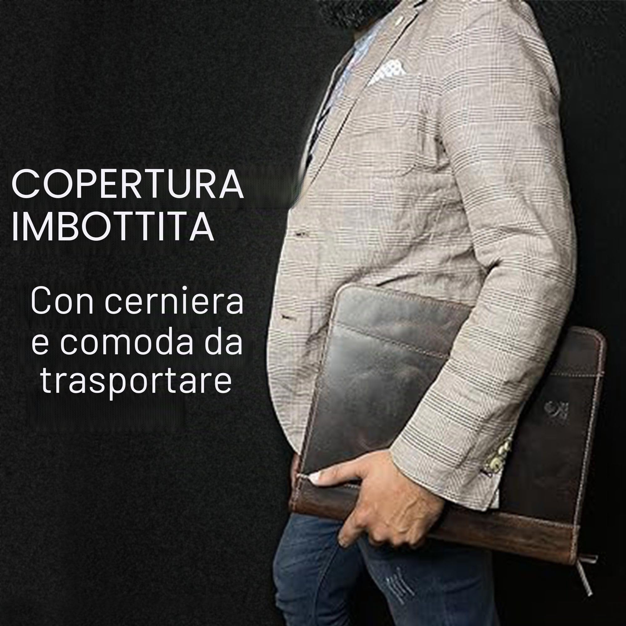 Rustic Town Cartella Portadocumenti A4 Pelle di Cerniera - Portafoglio Uomo & Donna - Organizzatore Documenti Conferenze - Cartellina di documenti da viaggio par Lavoro e Ufficio