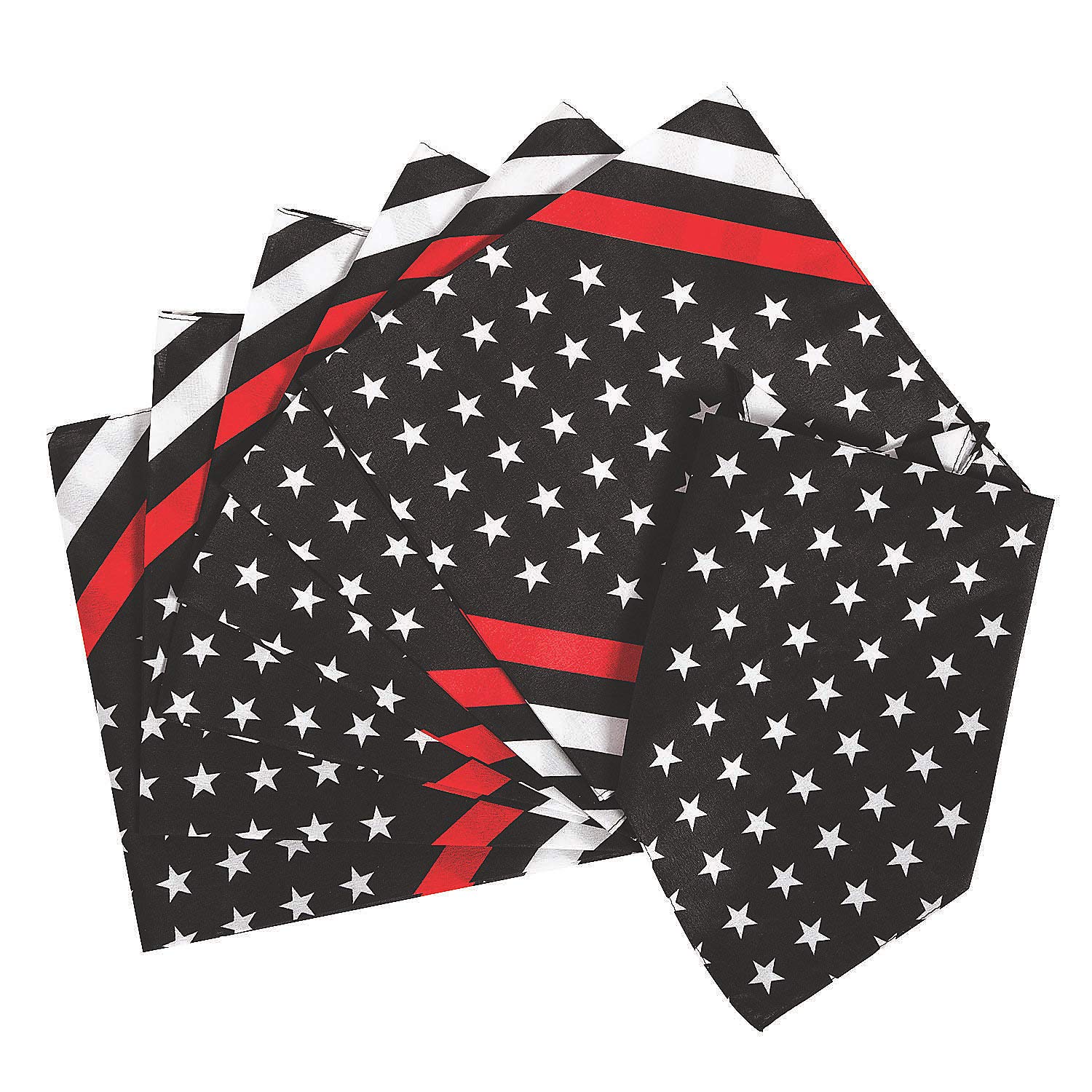 Fun Express Thin Red Line Bandanas - Apparel Accessories - 12 Pieces