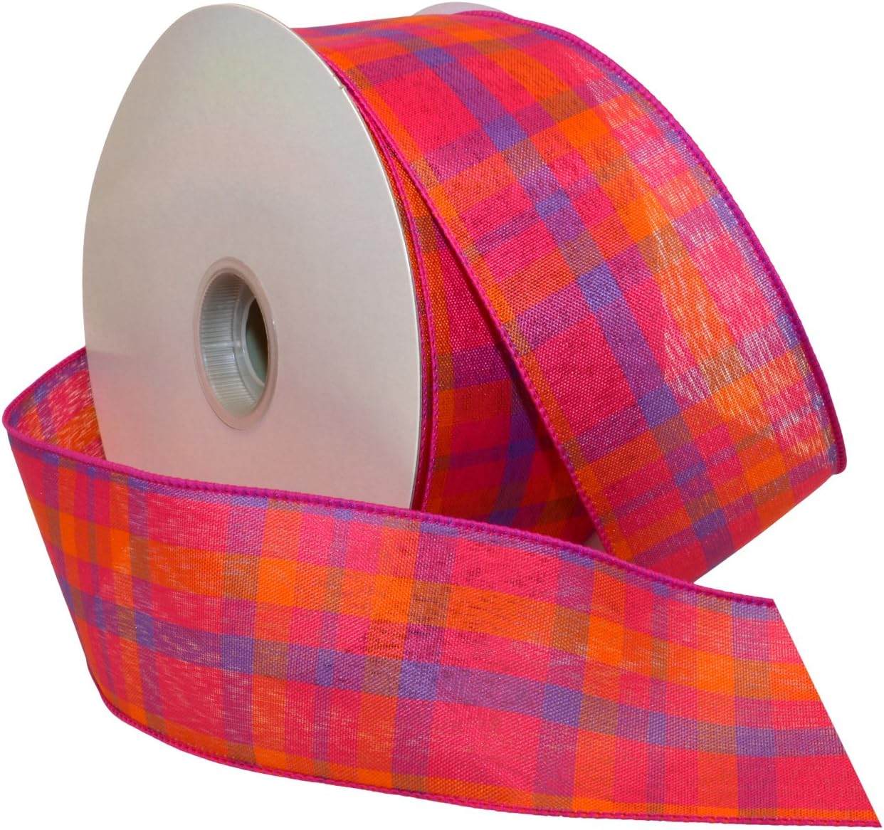Morex Ribbon Color Chic Plaid Wired Fabric Ribbon, 2 1/2Inch by 50