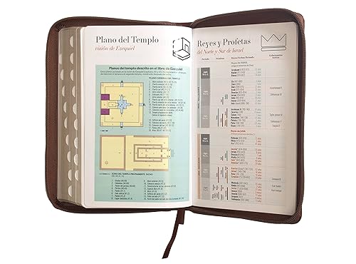 Miniatura 9 de Biblia Reina Valera 1960 tamaño manual letra grande 12 puntos- Imitación Piel cafécafé con cierre y con índice. Colección bitono