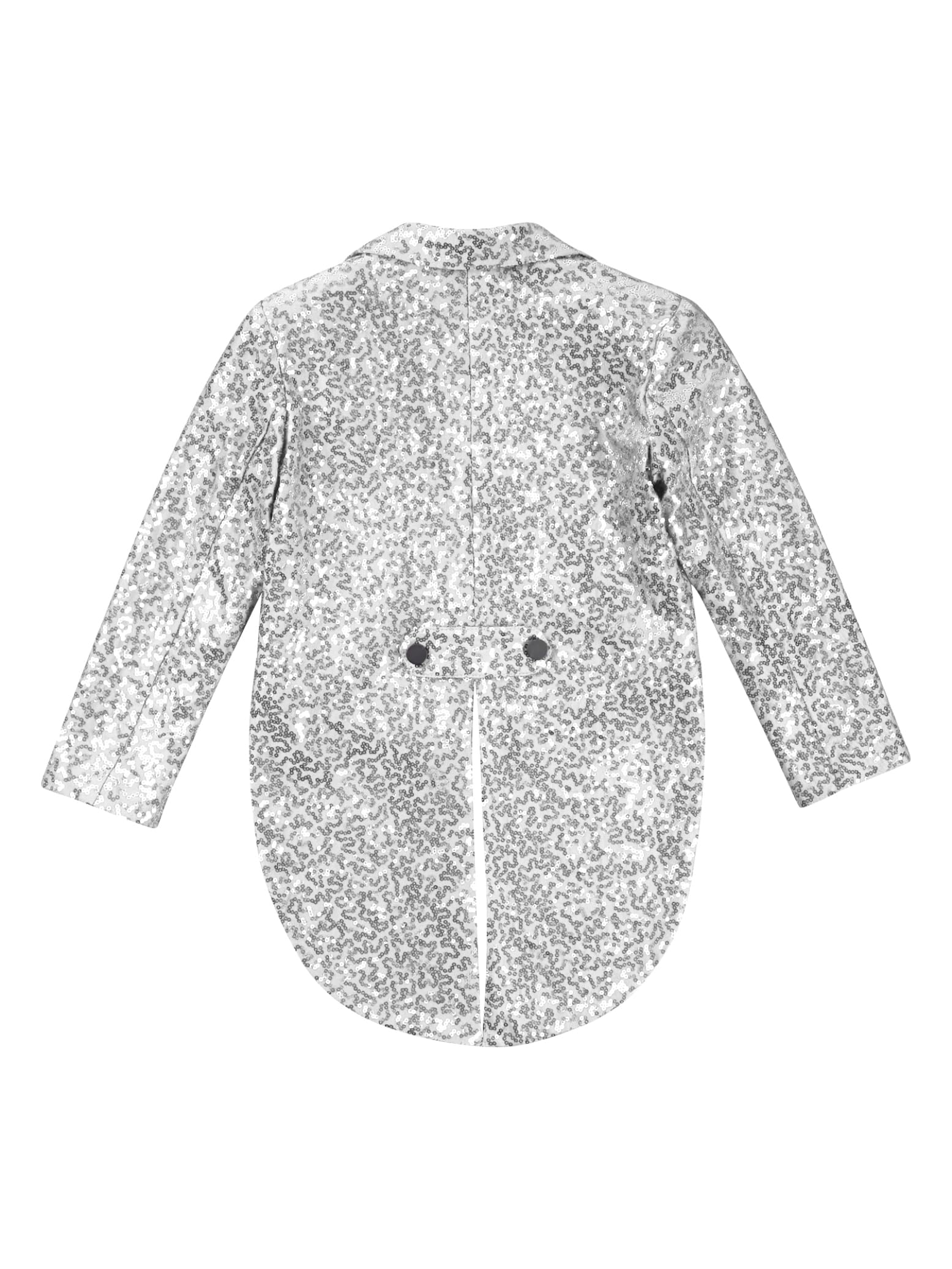 Hedmy Chaqueta Brillante de Fiesta para Niños Blazer Lentejuelas de Esmoquin con Solapa y Botones Cruzados Chaqueta de Mago 5-14 Años Plateado 13-14 años